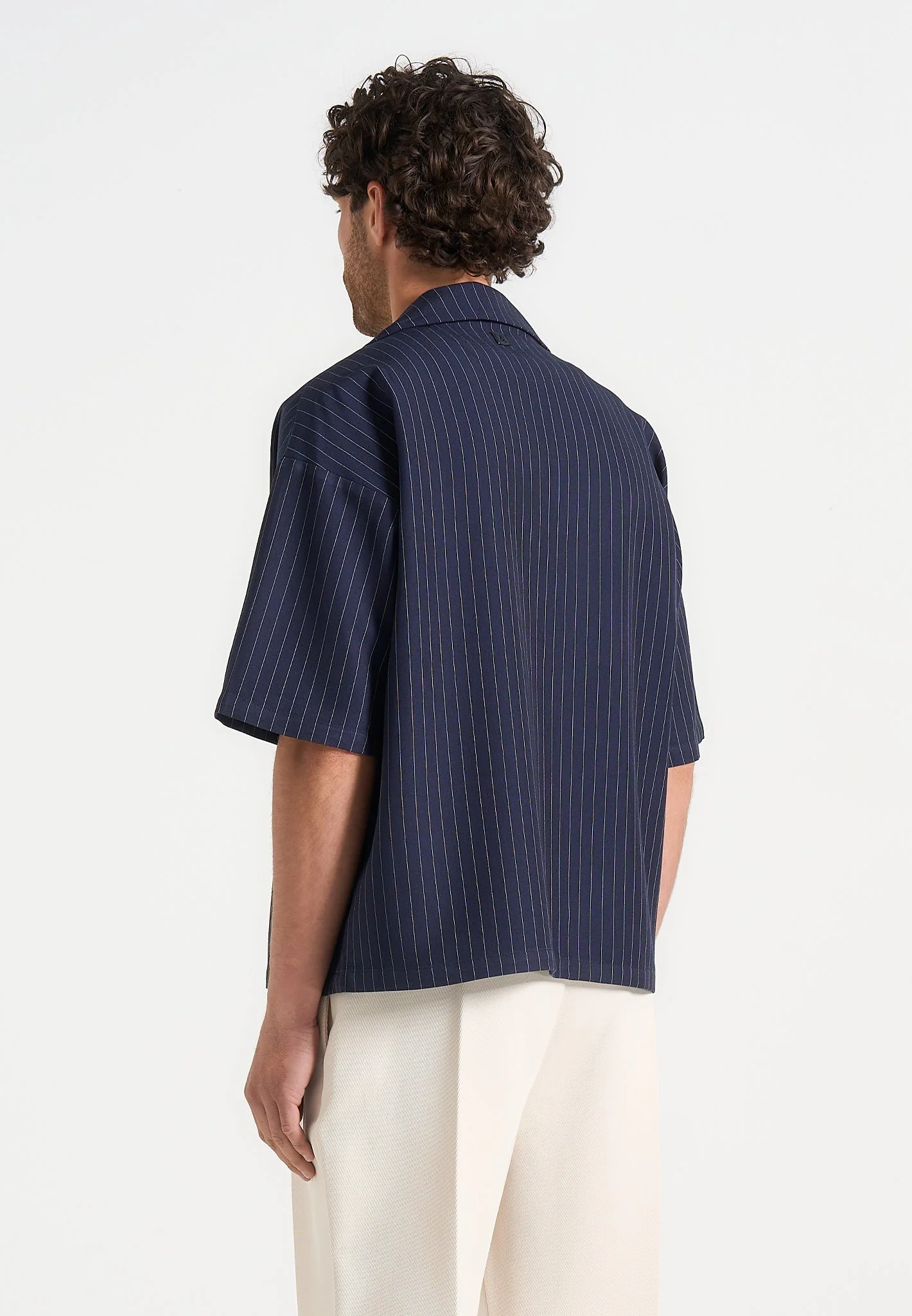 Abel - Boxy Pinstripe Double Breasted Shirt - Navy - Image 3
