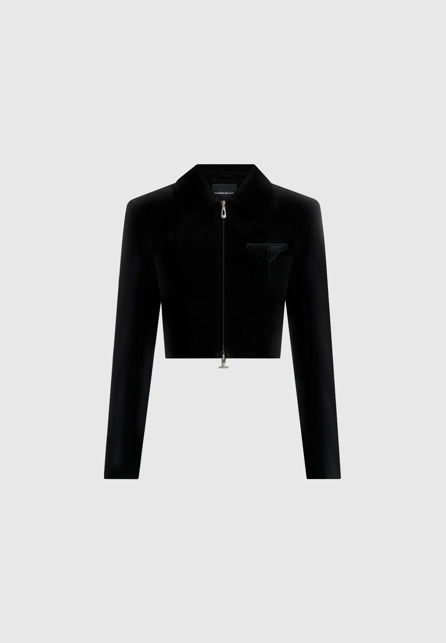 Adina - Velvet Cropped Jacket - Black - Image 5