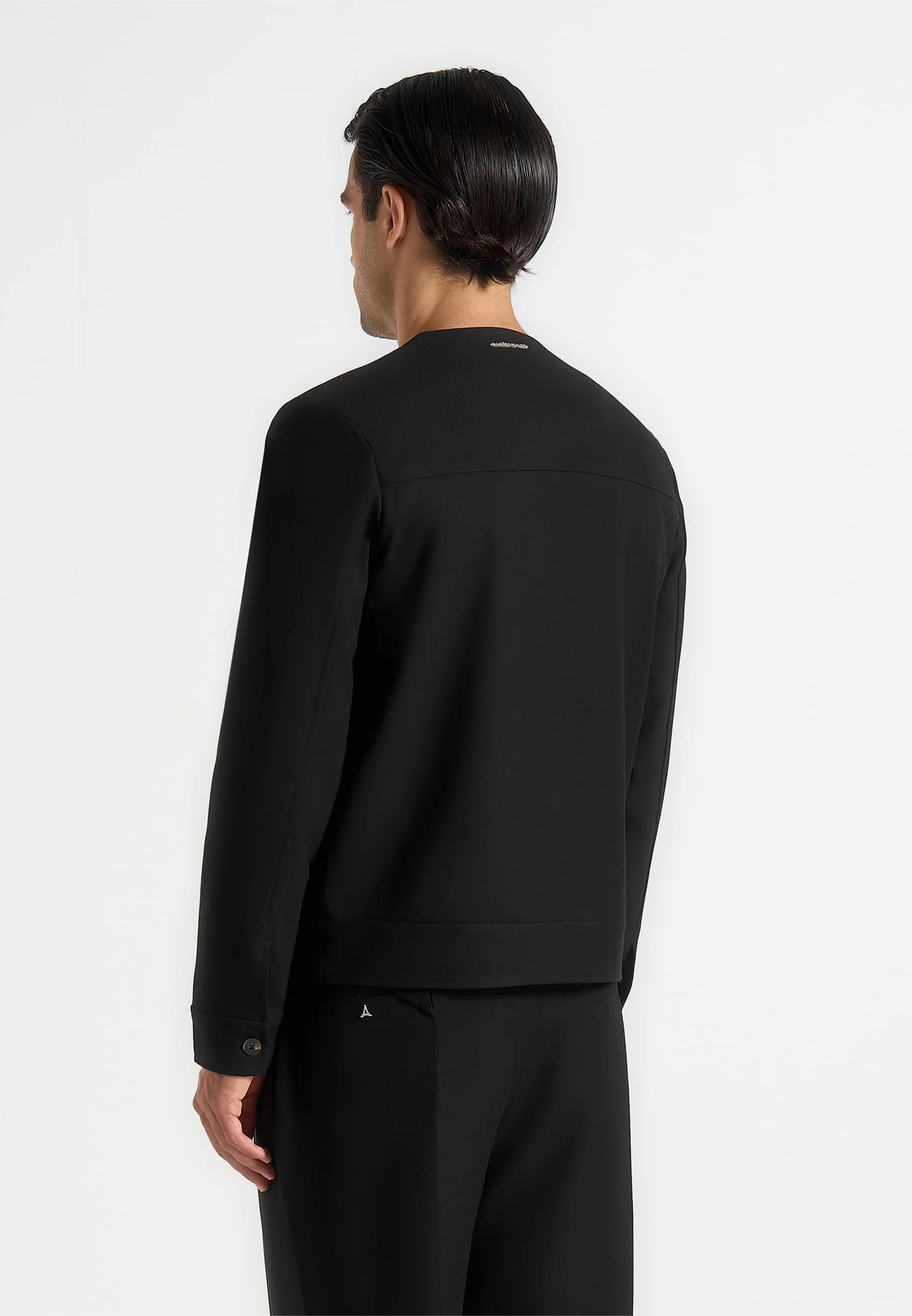 Alain - Tailored Cardigan With Contrast Placket - Black - Image 4