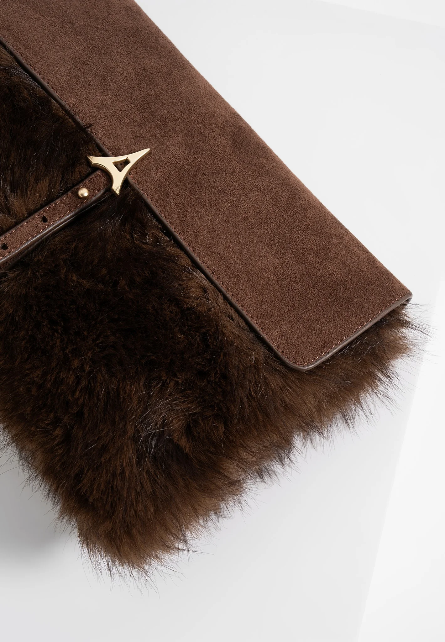 Aliya - Fur & Suede Clutch Bag - Brown/Beige - Image 3