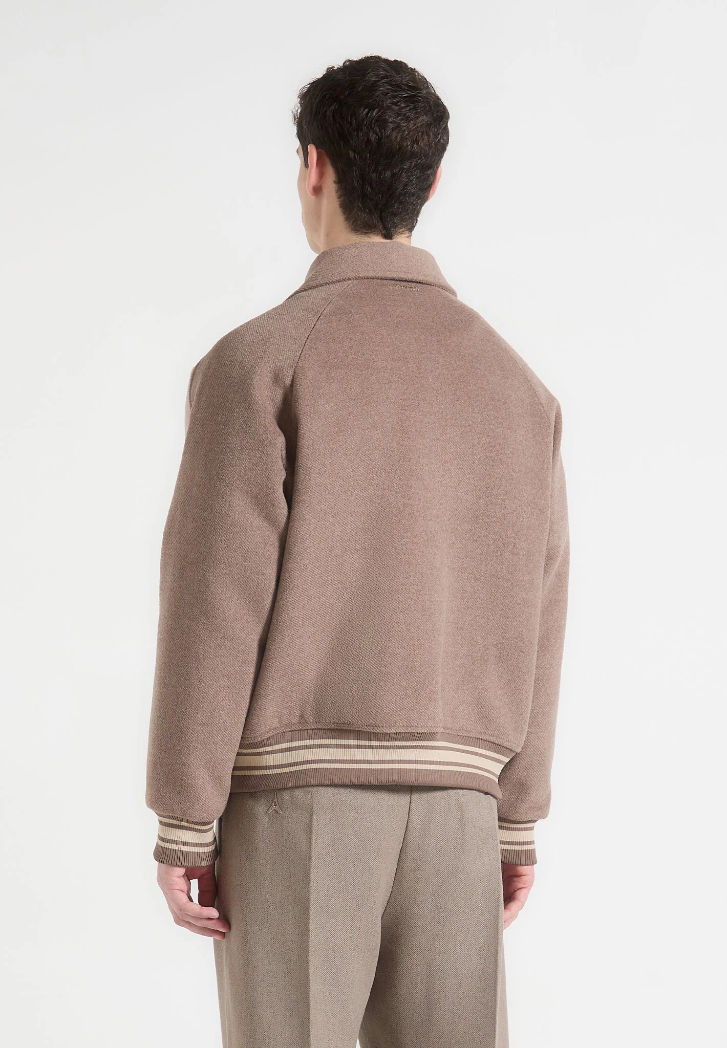 Andre - Contrast Wool Blend Varsity Jacket - Beige - Image 5