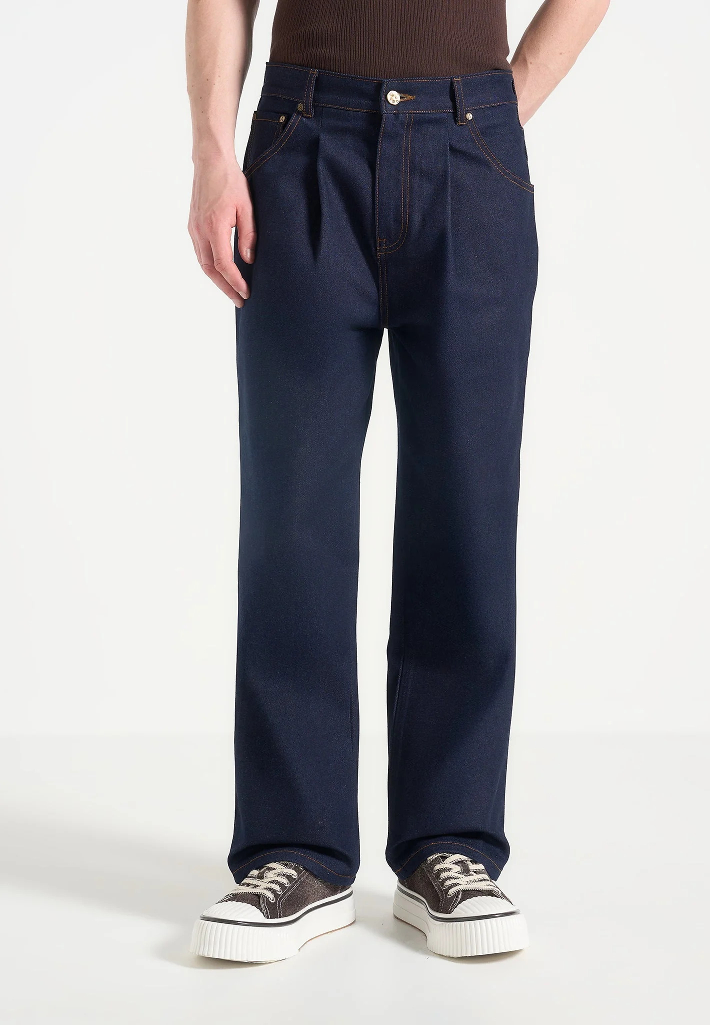 Arnault - Pleated Denim Jeans - Indigo - Image 4