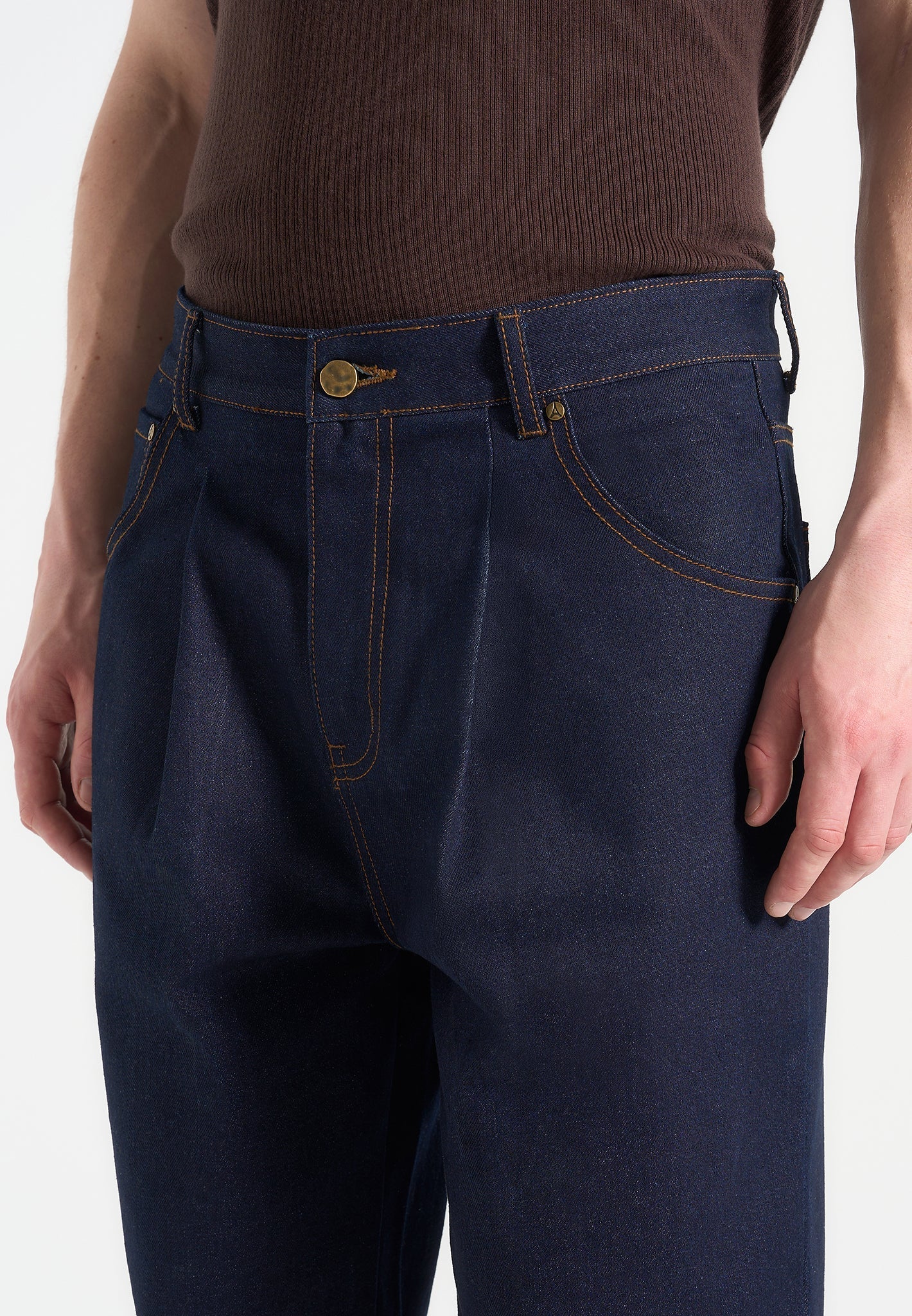 Arnault - Pleated Denim Jeans - Indigo - Image 5