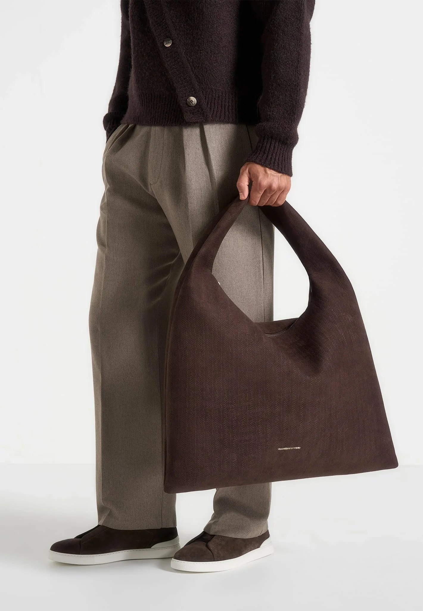 Aubin - Braided Suede Hobo Bag - Brown - Image 2