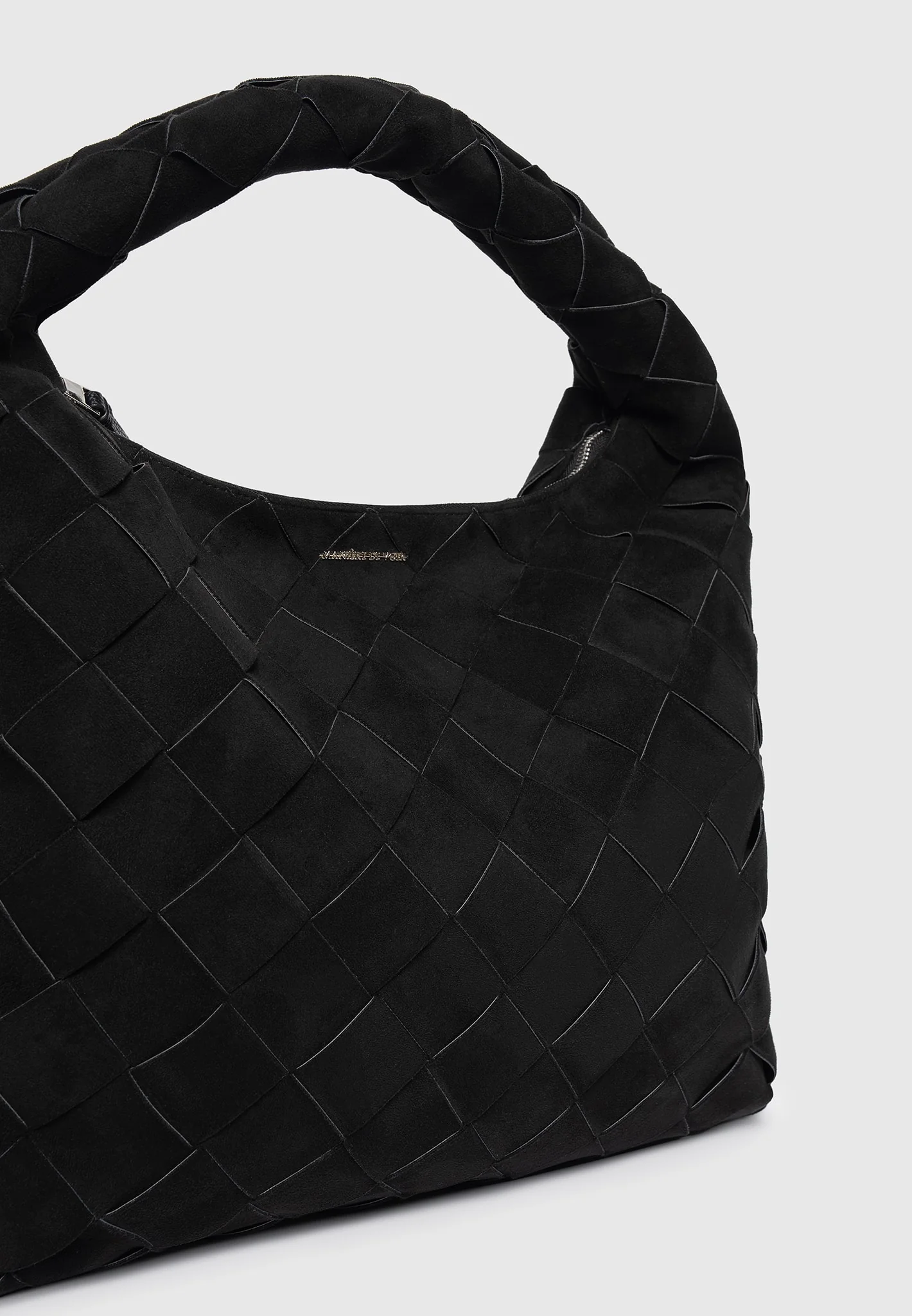 Aubin - Suede Woven Hobo Bag - Black - Image 2