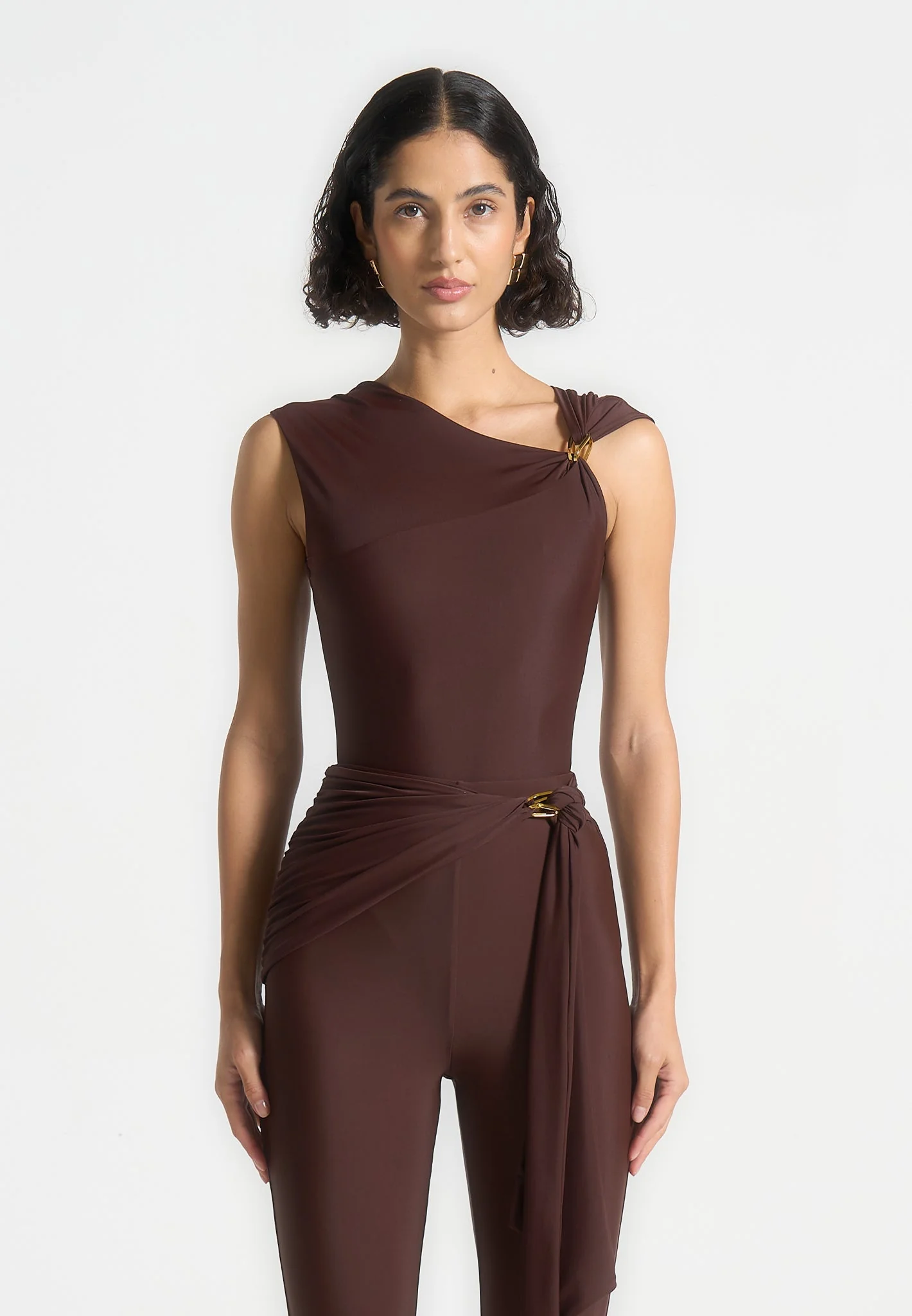 Bodysuit with Hardware Detail - Brown - Image 5