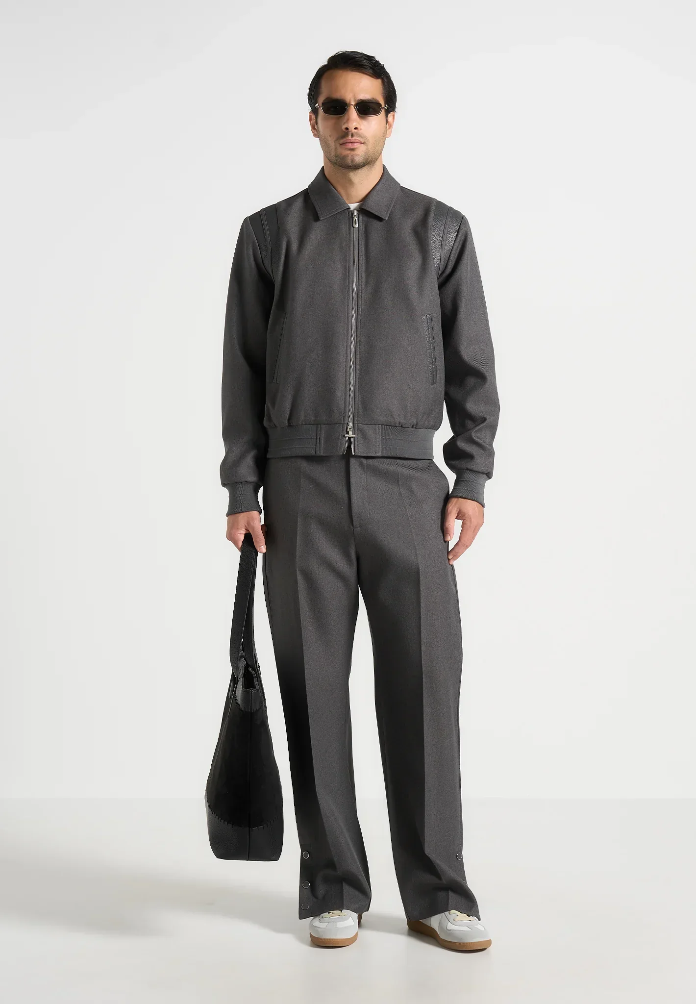 Boris - Relaxed Fit Tailored Button Cuff Trousers - Grey - Image 2