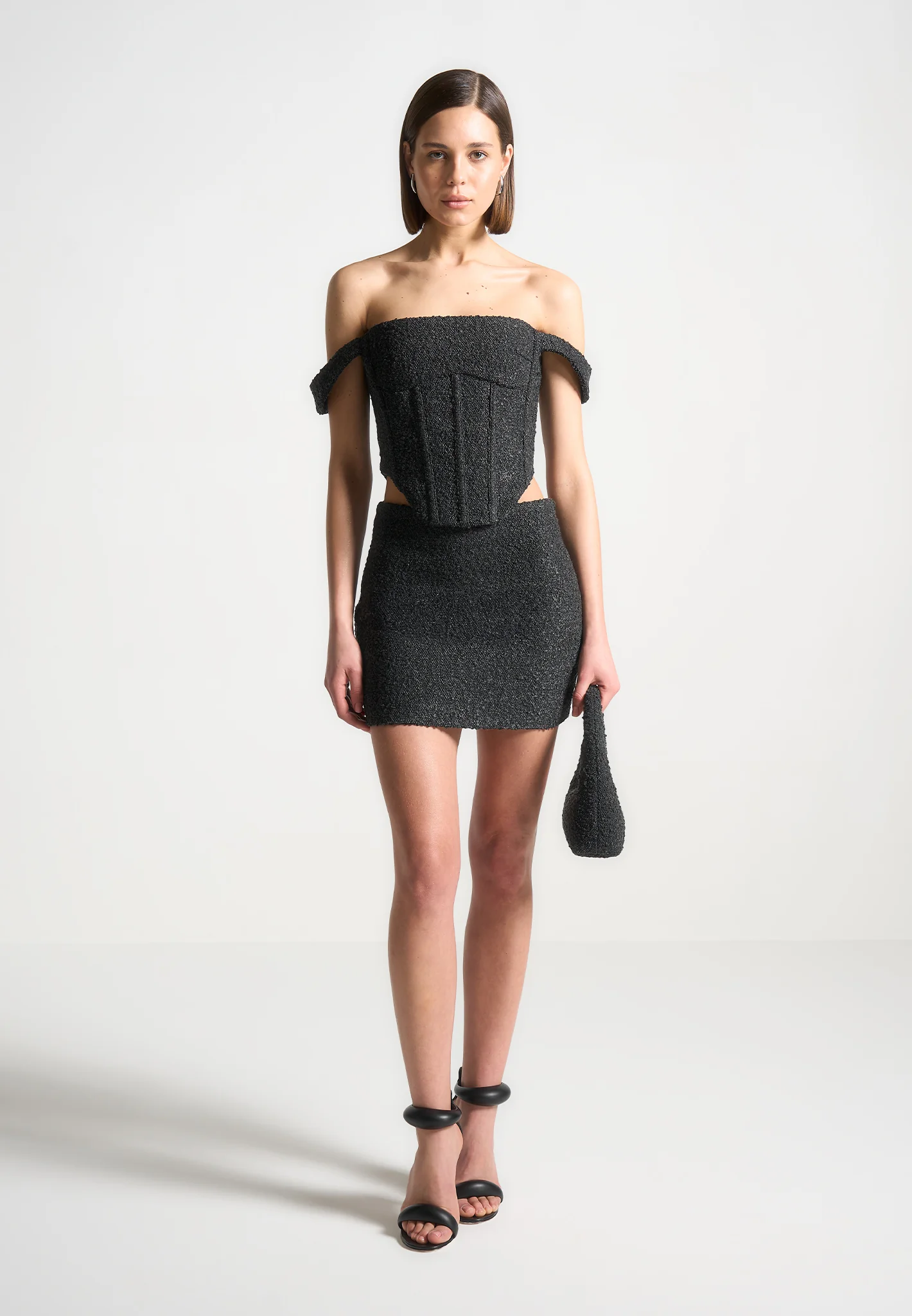 Bonnie - Boucle Bardot Corset Top - Black - Image 2