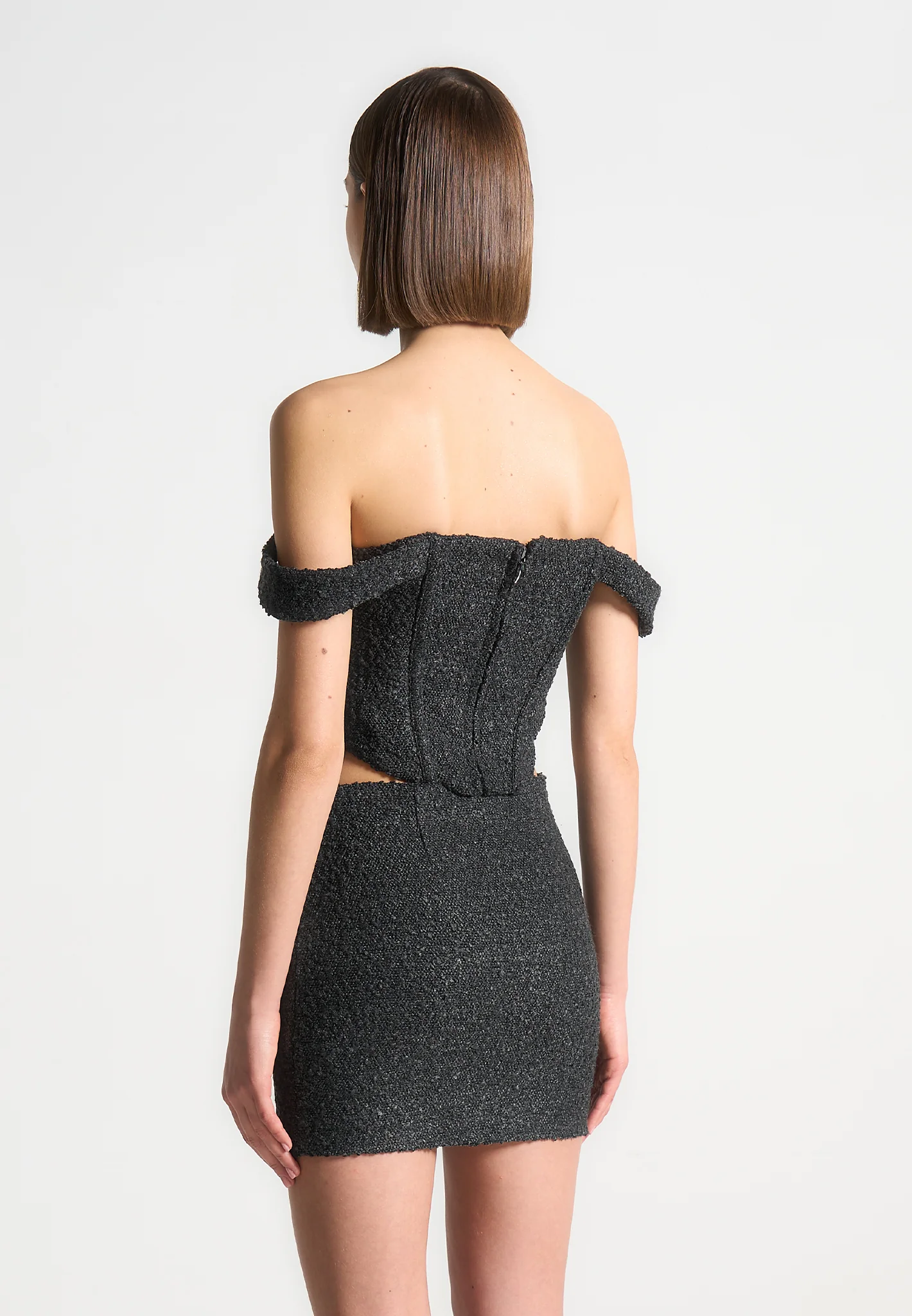 Bonnie - Boucle Bardot Corset Top - Black - Image 3