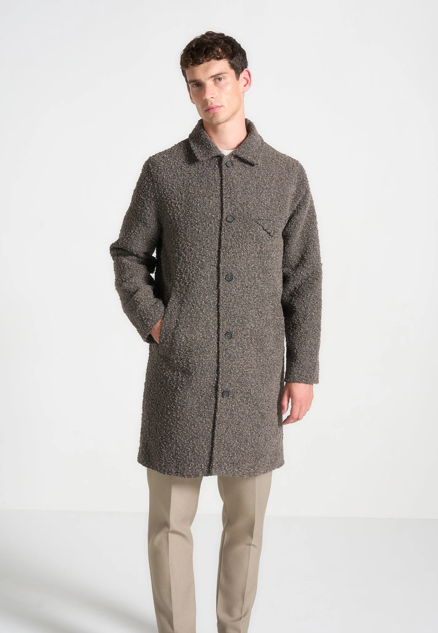 Boucle Coat - Brown - Image 4