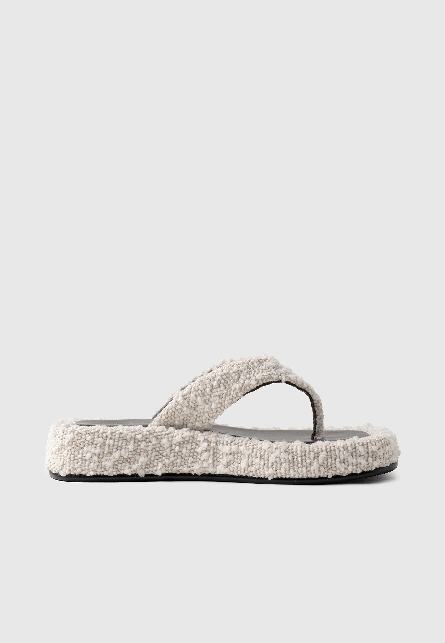 Rosalie - Boucle Flatform Sandals - Off White/Brown - Image 6