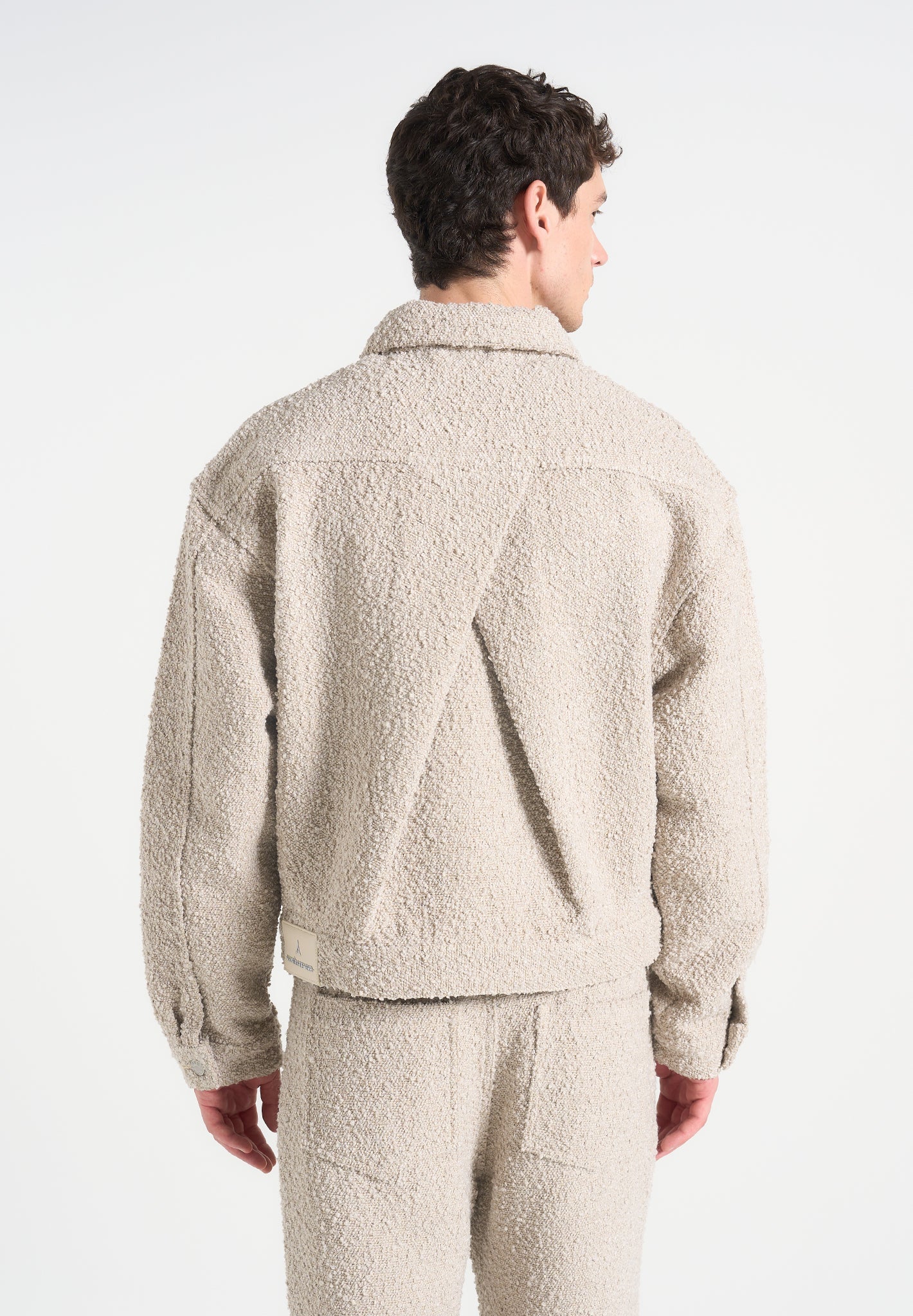 Damien - Boucle Jacket with Back Pleat - Beige - Image 2