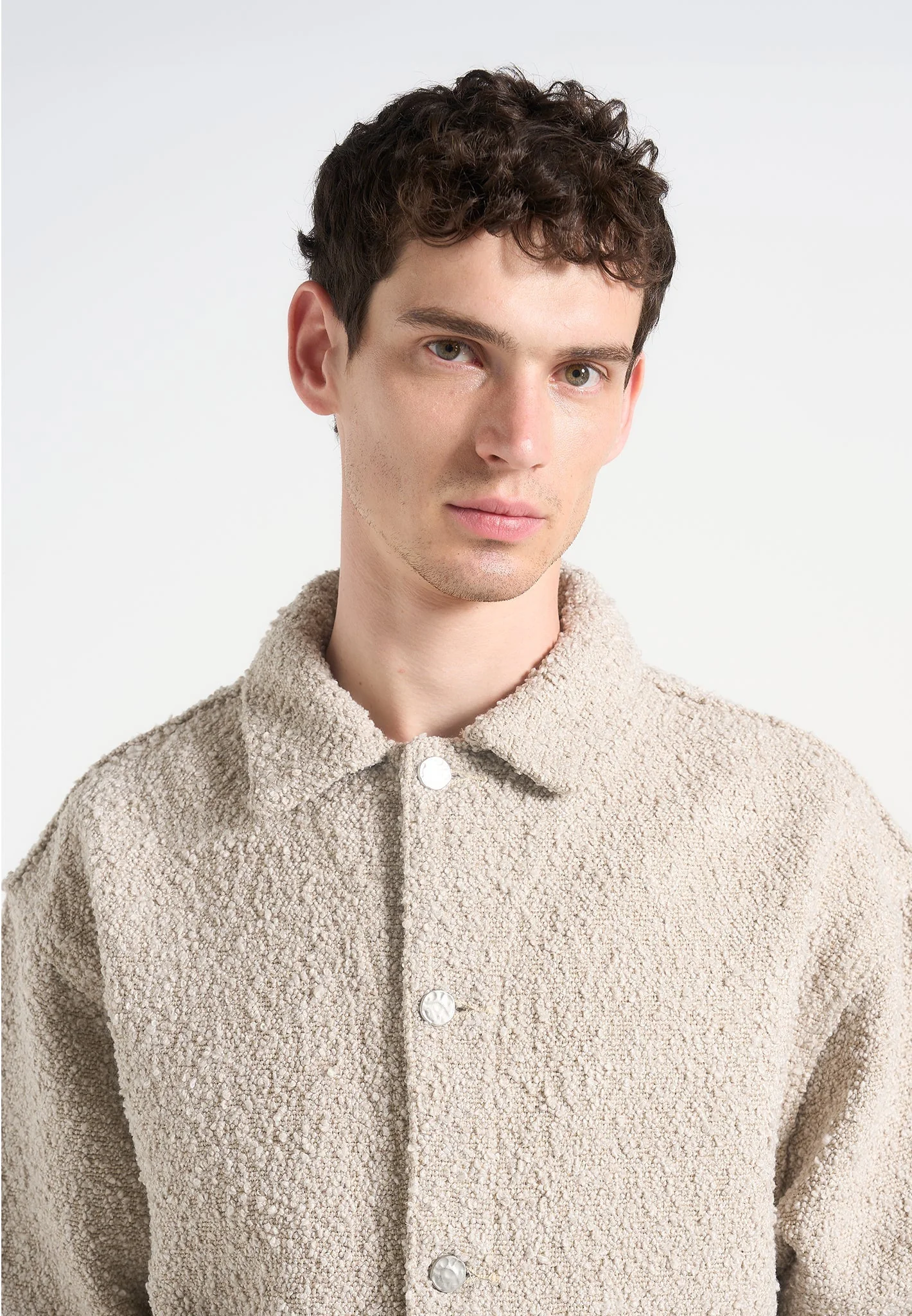 Damien - Boucle Jacket with Back Pleat - Beige - Image 6