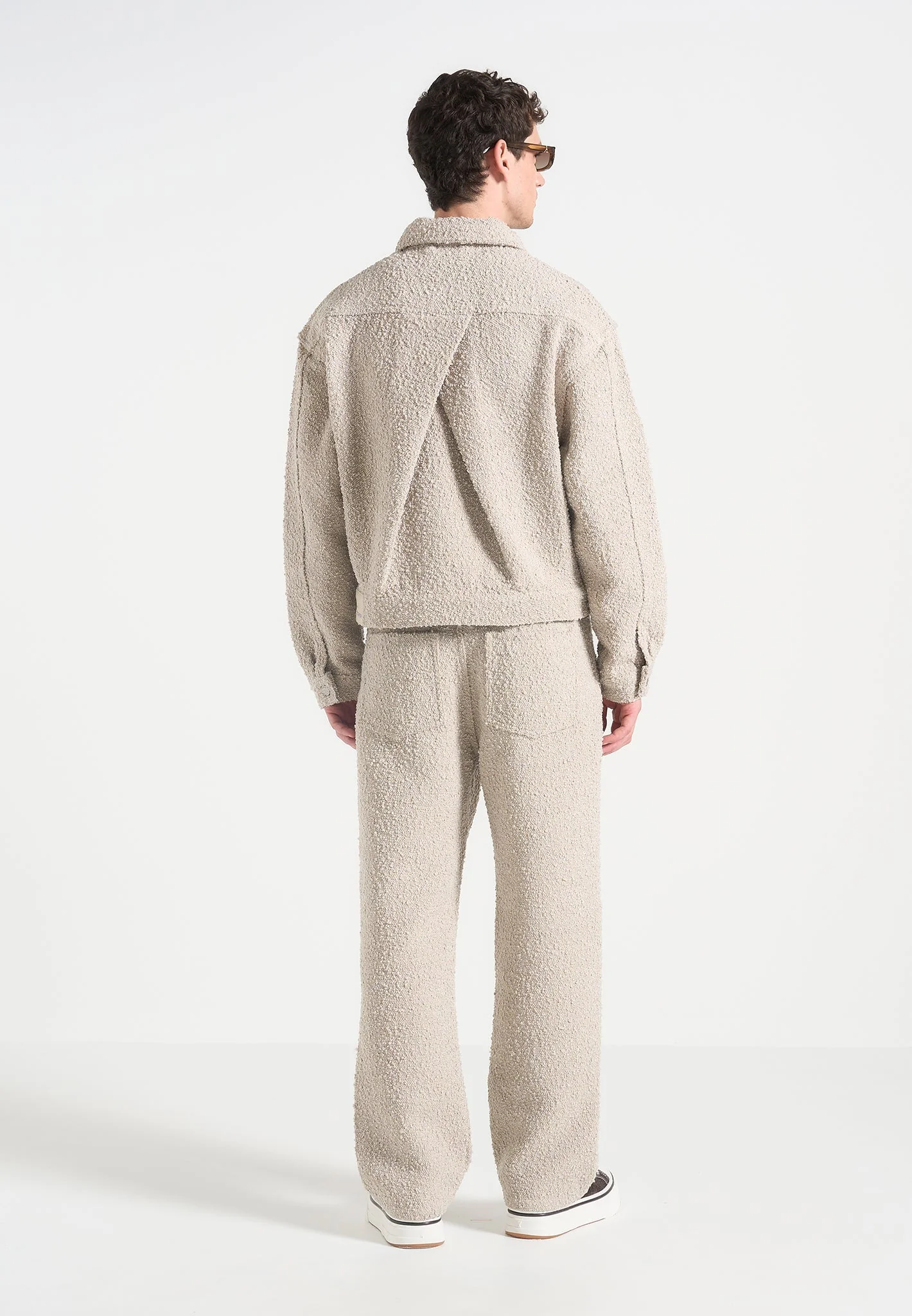 Damien - Boucle Jacket with Back Pleat - Beige - Image 7