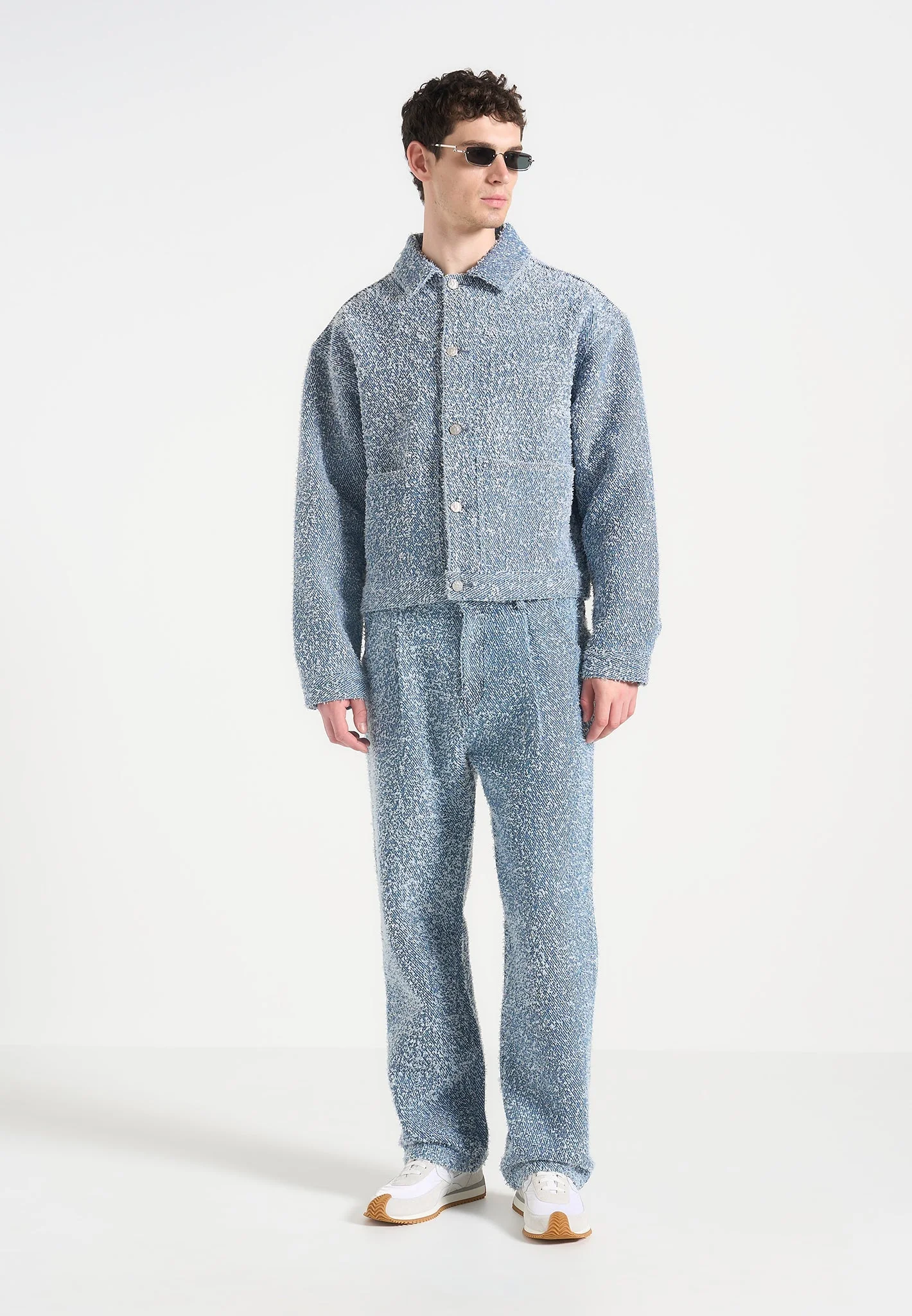 Damien - Boucle Jacket with Back Pleat - Blue
