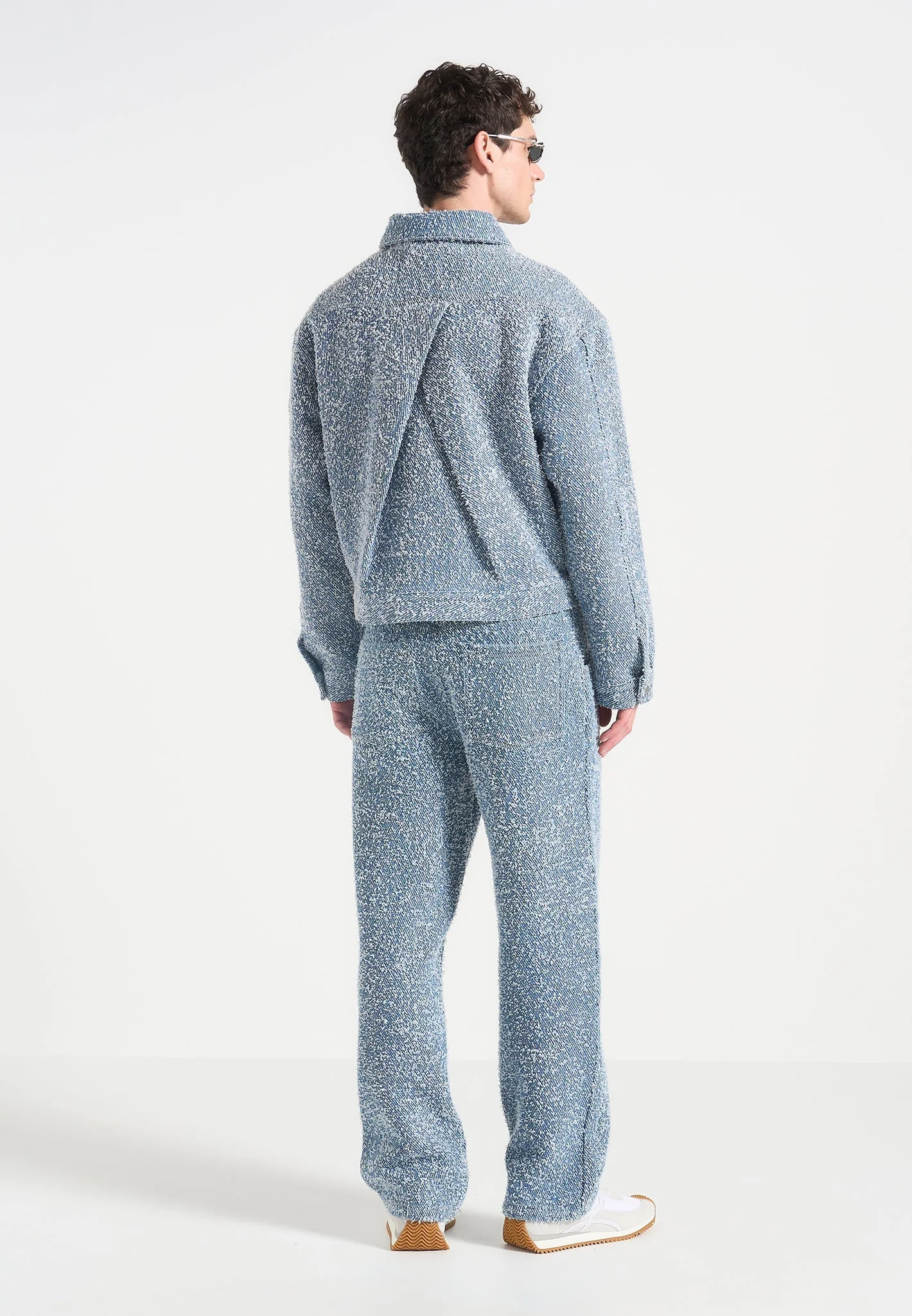 Damien - Boucle Jacket with Back Pleat - Blue - Image 6