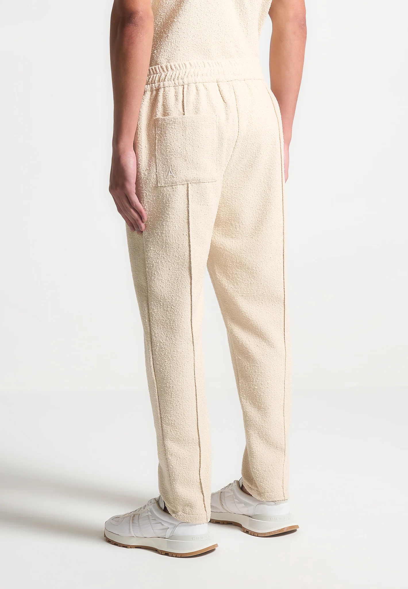 Boucle Pintuck Tapered Trousers - Beige - Image 4