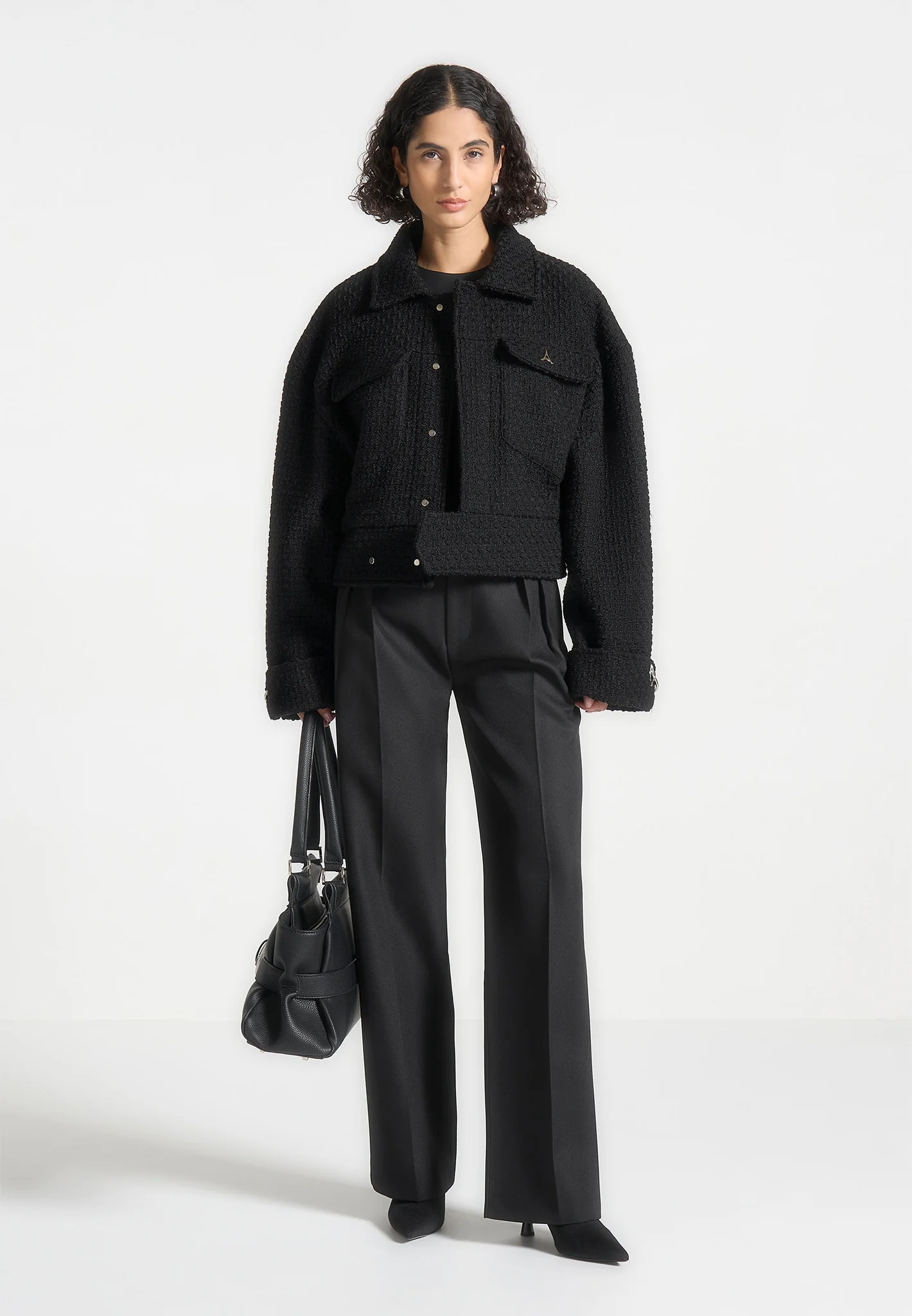 Boxy Boucle Jacket - Black - Image 2