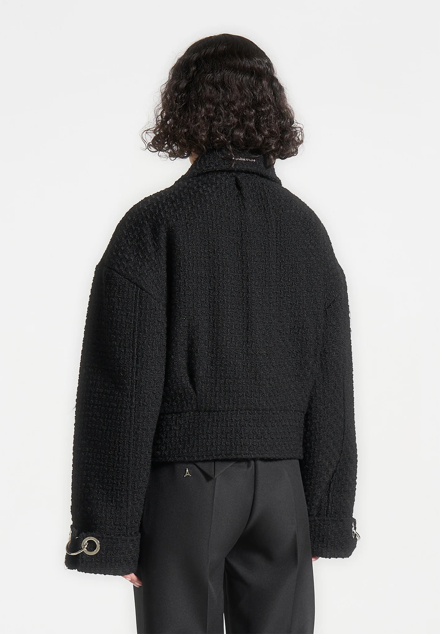 Boxy Boucle Jacket - Black - Image 3