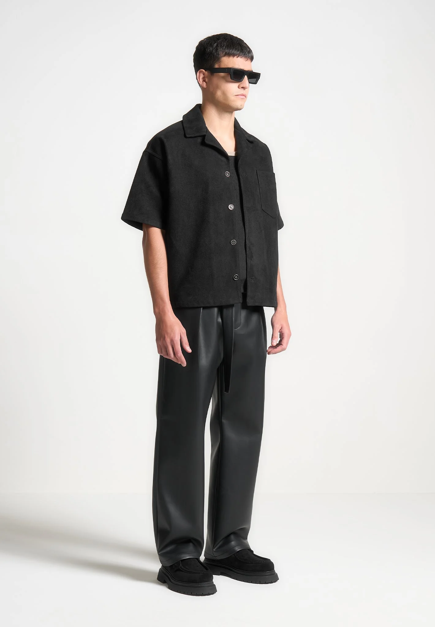 Luc - Boxy Suede Shirt - Black - Image 2
