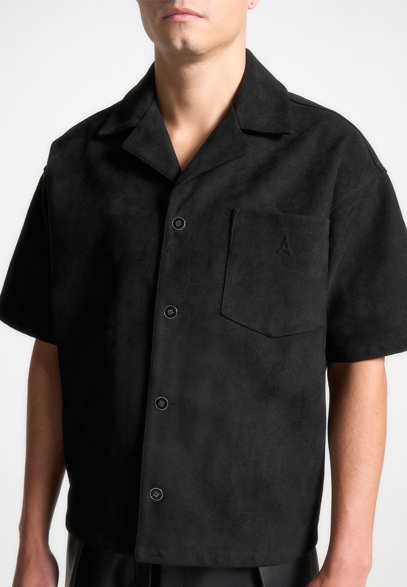 Luc - Boxy Suede Shirt - Black - Image 4