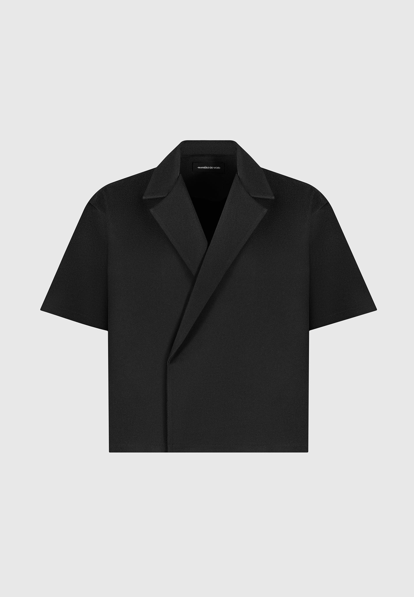 Abel - Boxy Twill Double Breasted Shirt - Black - Image 3