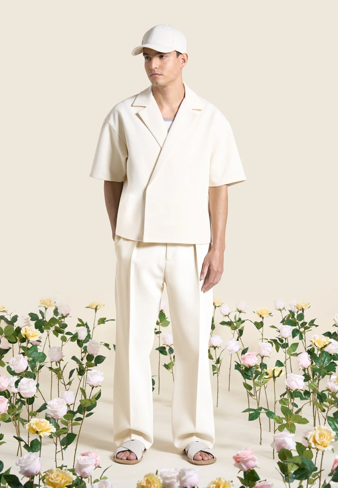 Abel - Boxy Twill Double Breasted Shirt - Cream - Image 4