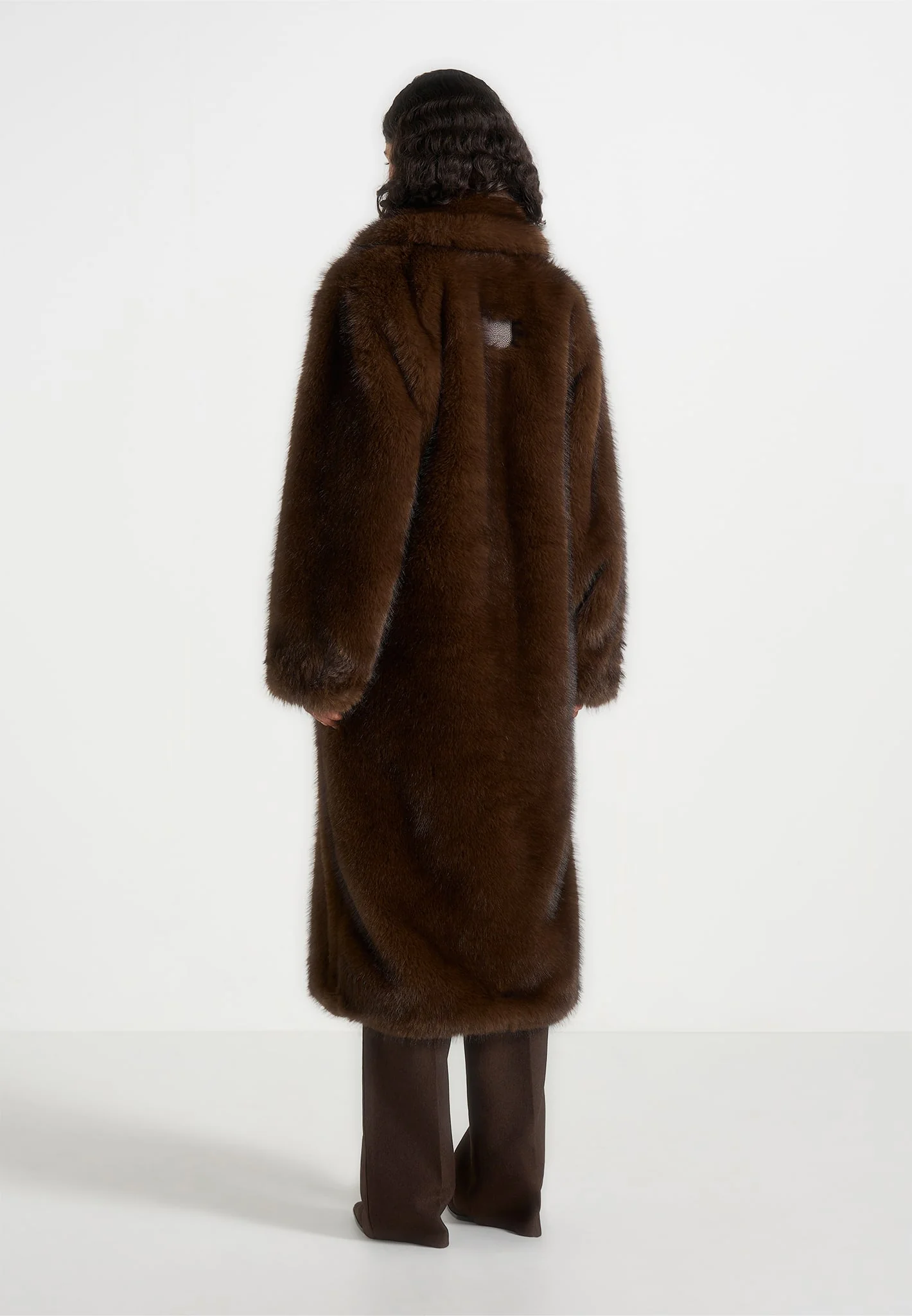 Bria - Oversized Fur Coat With Leather Belt - Brown - Image 6