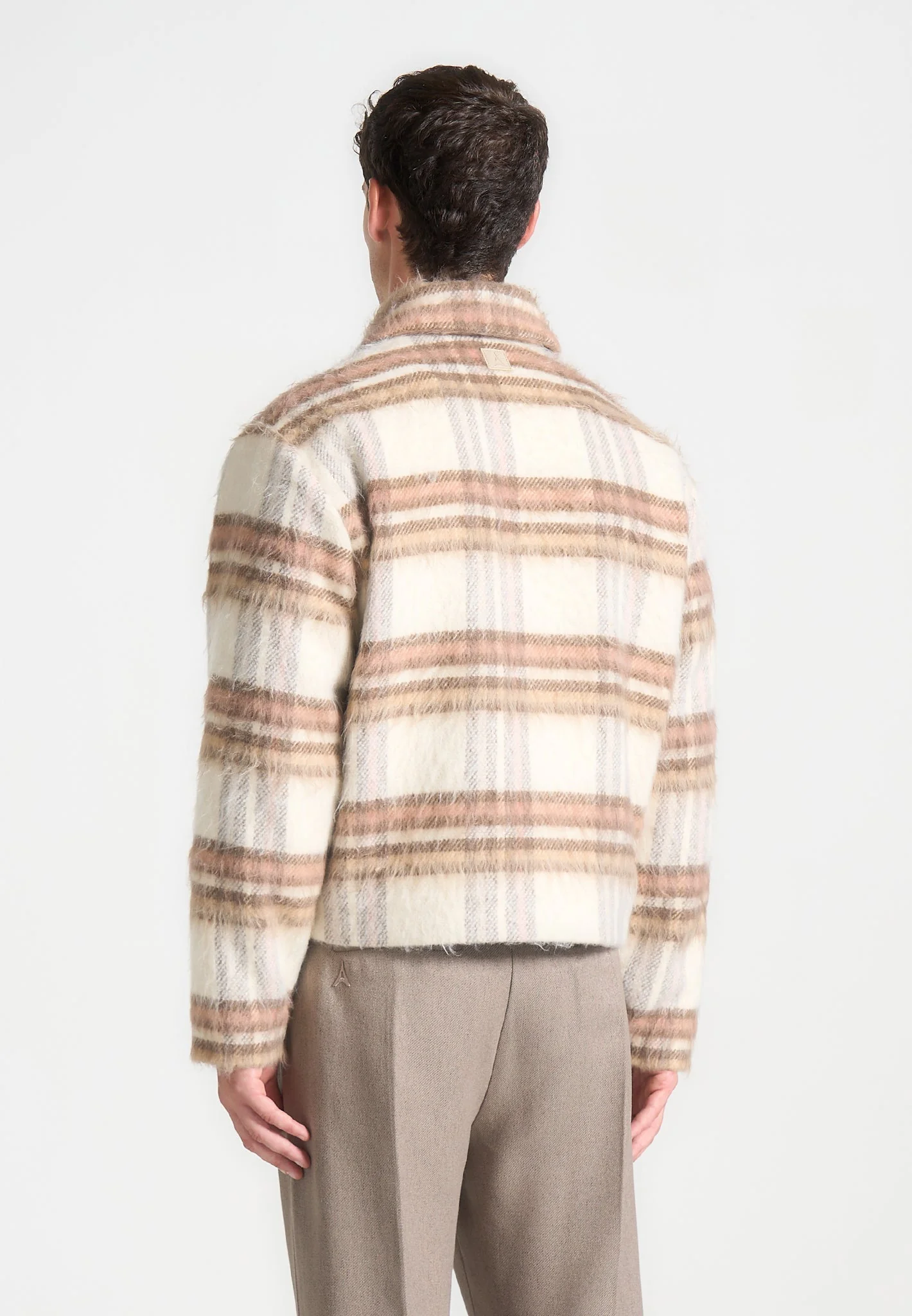 Brushed Checked Jacket - Cream - Image 3