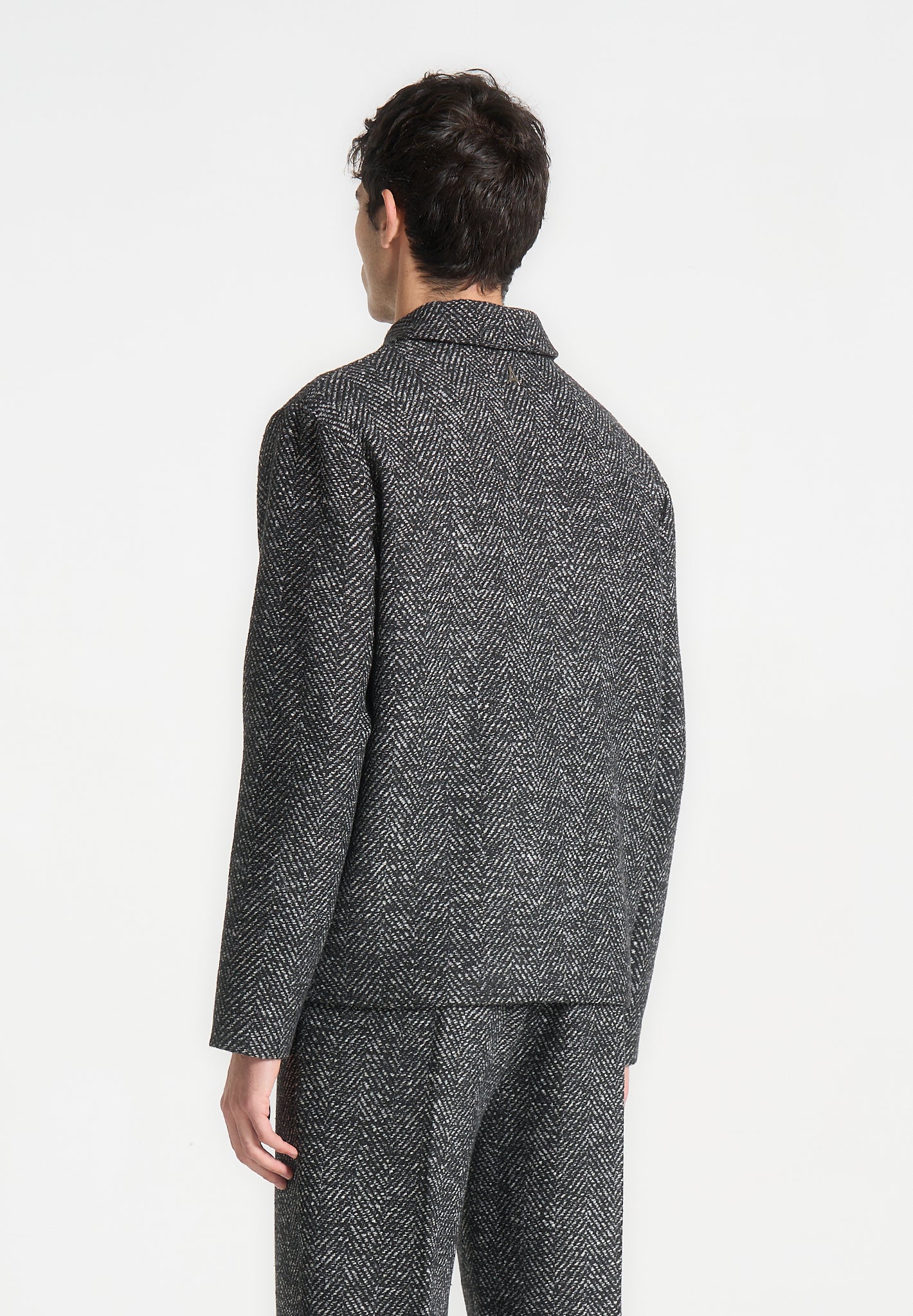 Brushed Herringbone Shacket - Black - Image 4