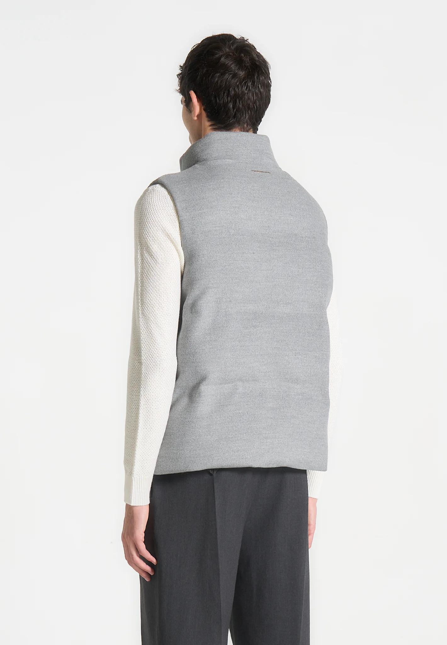 Brushed Marl Puffer Gilet - Grey - Image 4