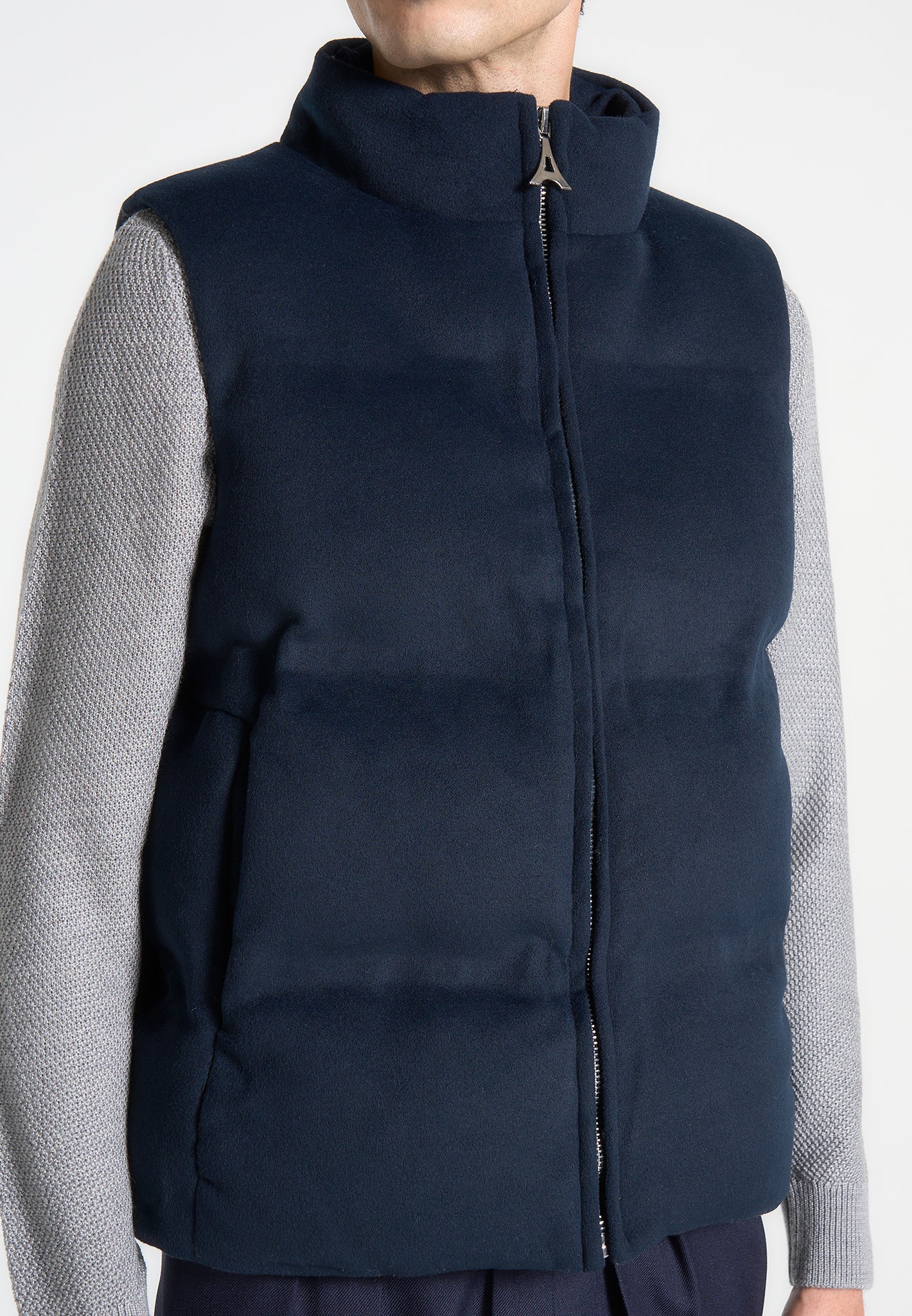 Brushed Marl Puffer Gilet - Navy - Image 4