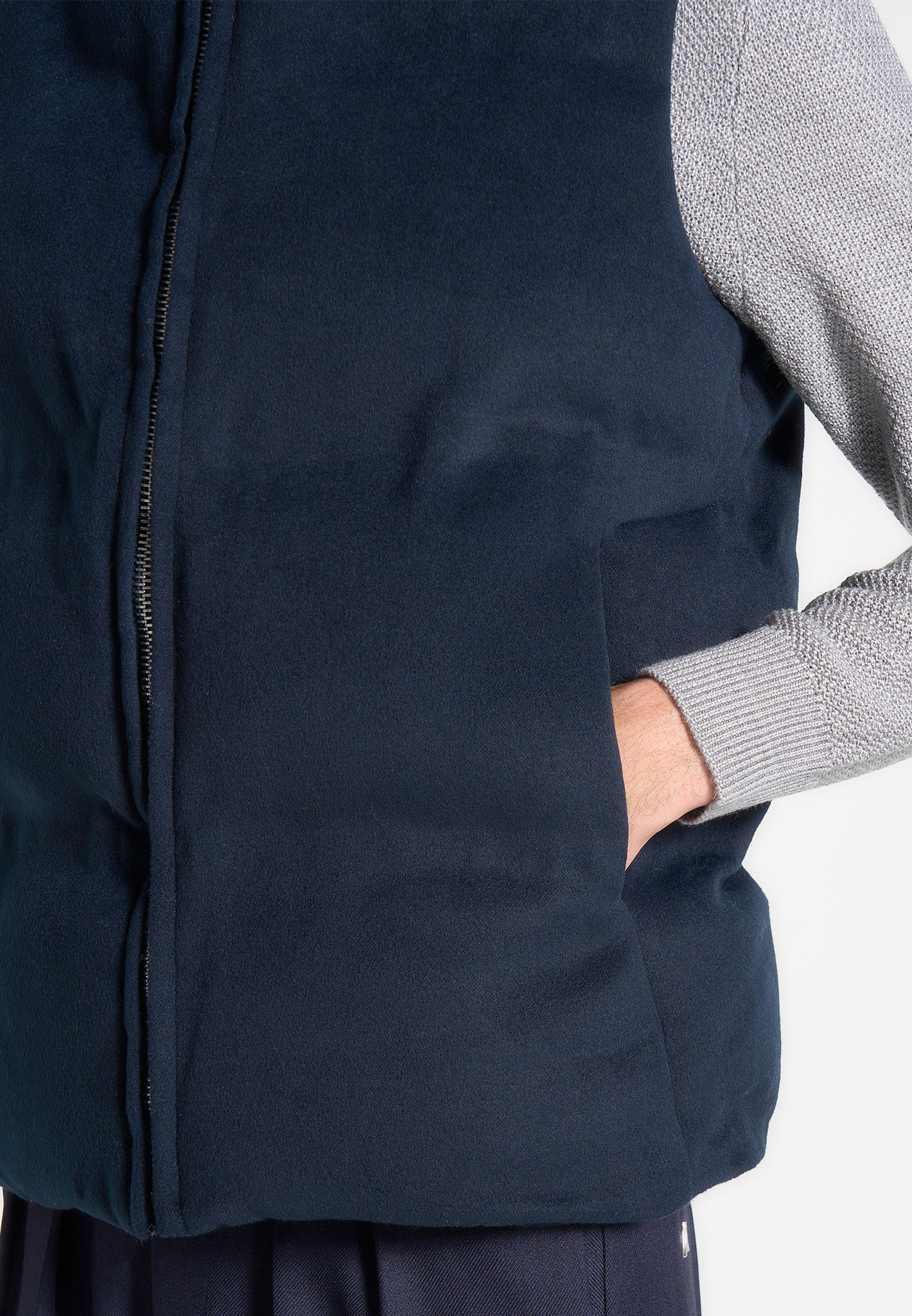 Brushed Marl Puffer Gilet - Navy - Image 5