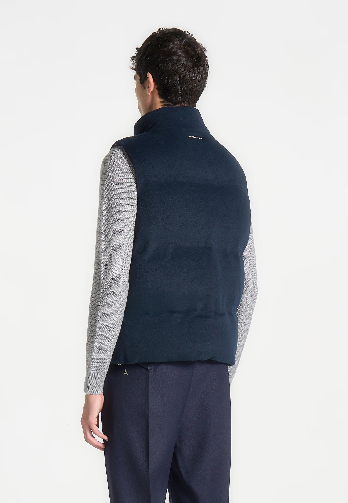 Brushed Marl Puffer Gilet - Navy - Image 6