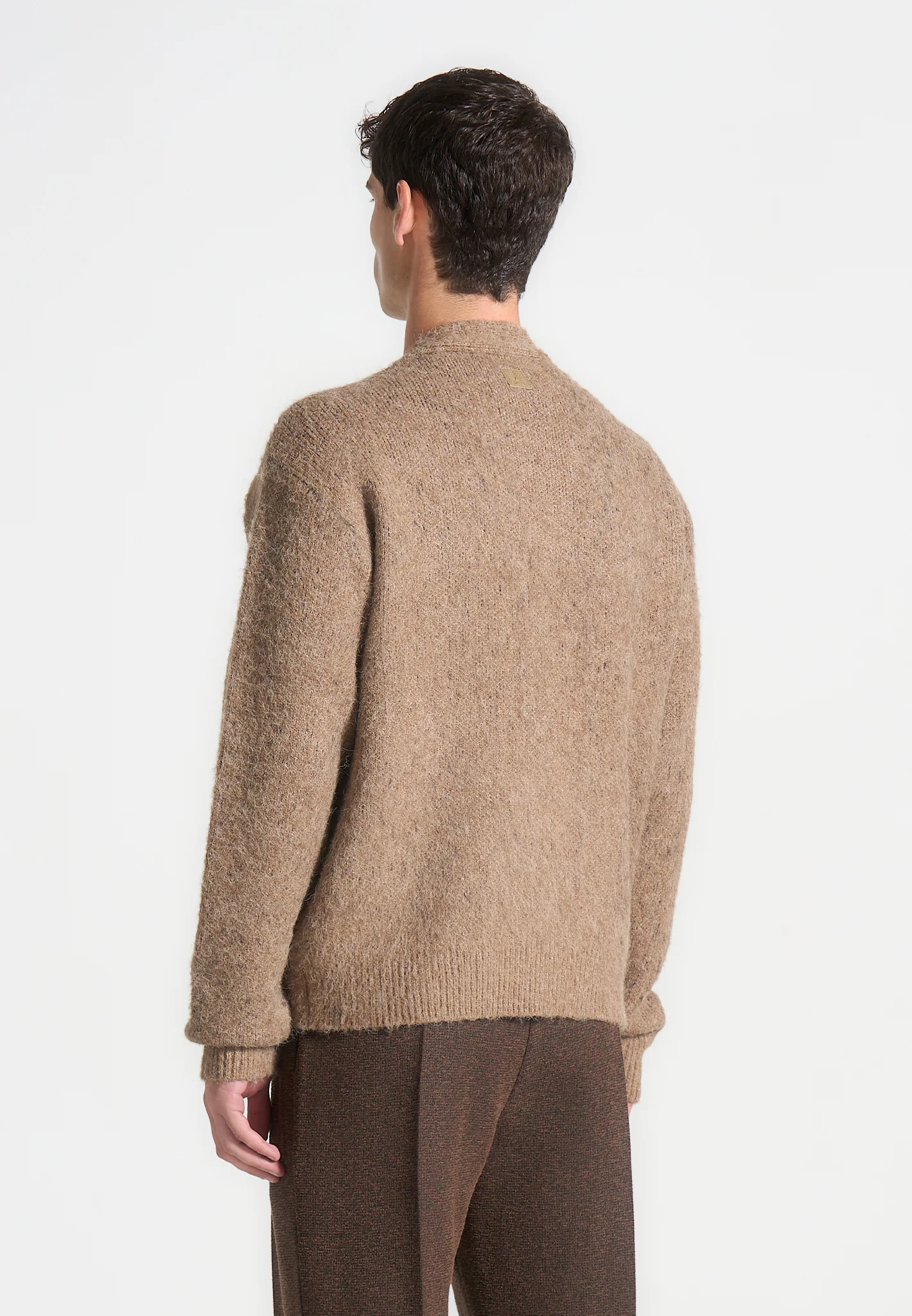Brushed Wool Knit Cardigan - Beige - Image 4