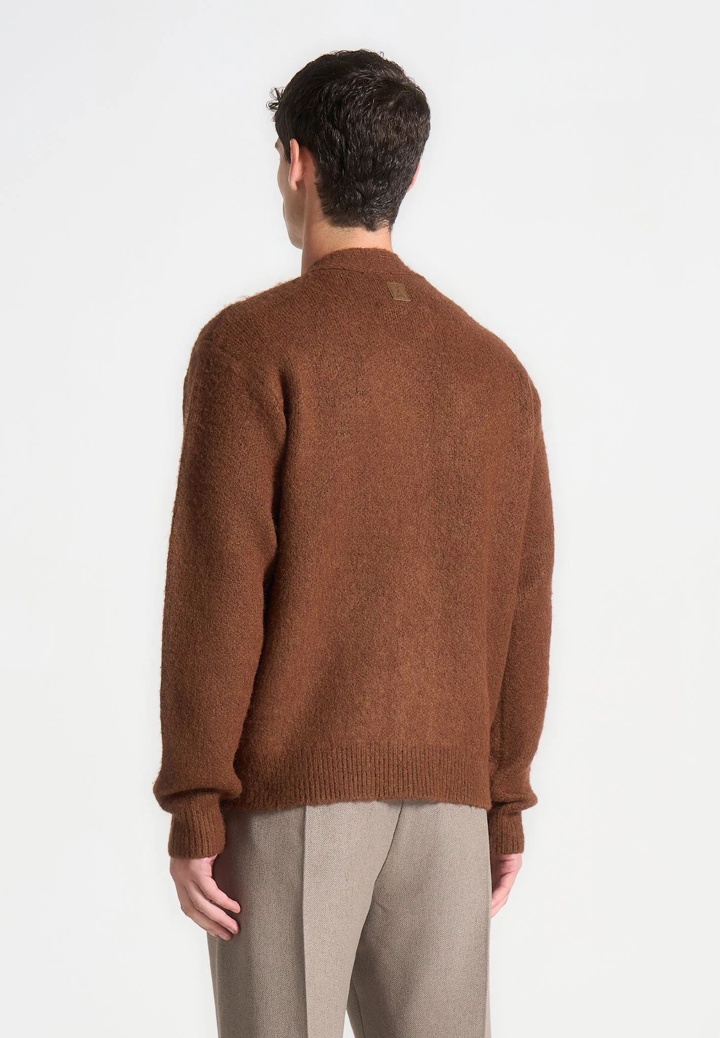Brushed Wool Knit Cardigan - Rust - Image 4