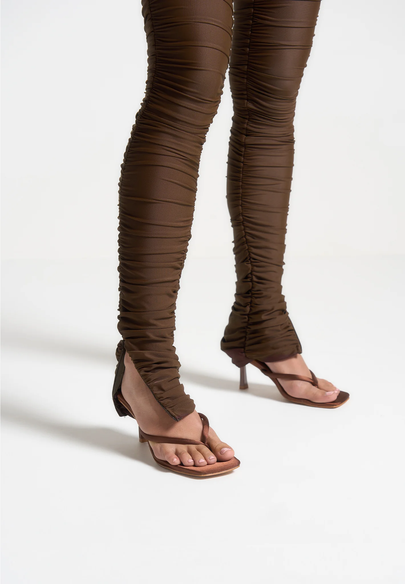 Cap Sleeve Ruched Jumpsuit - Brown - Image 5