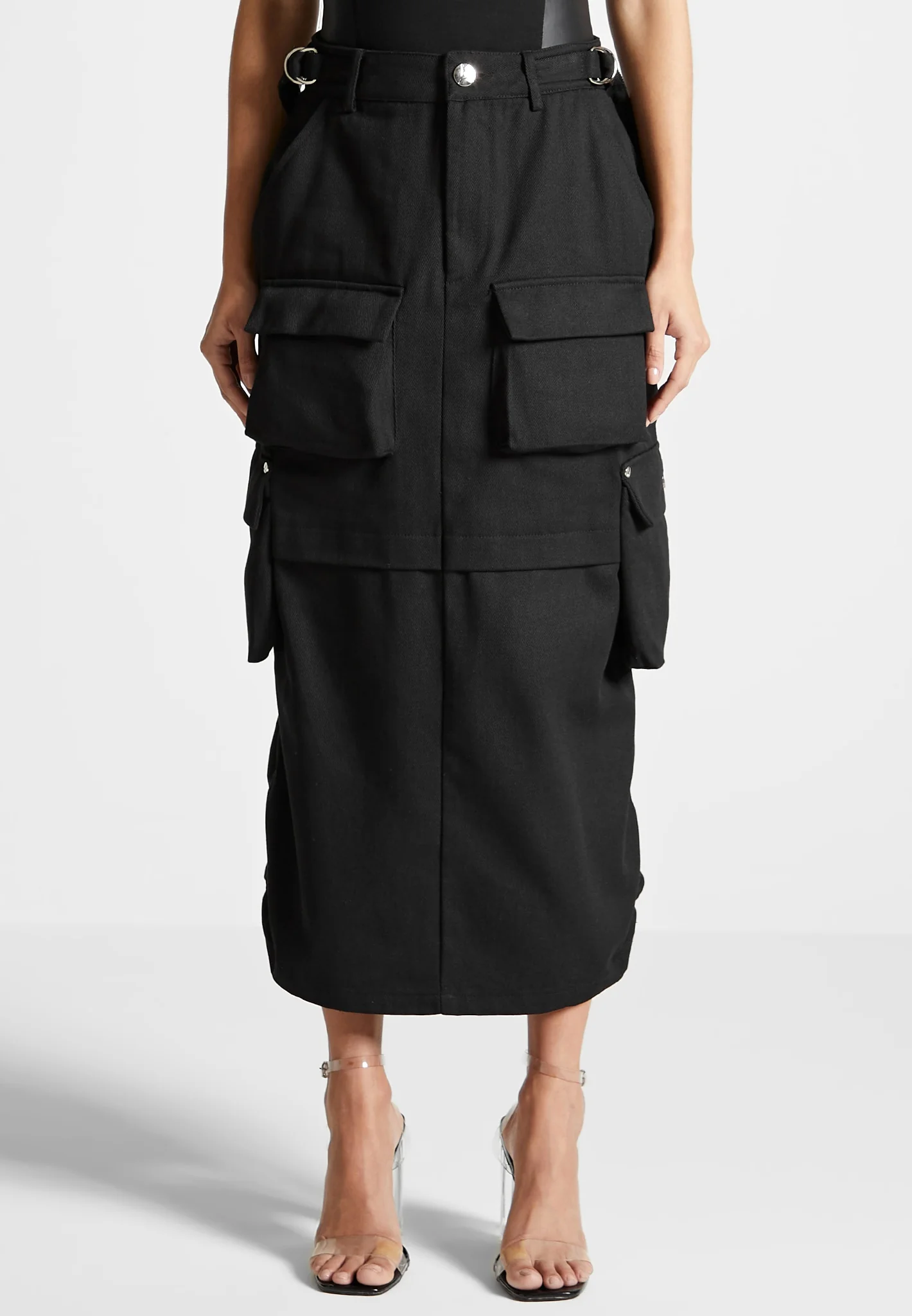 Cargo Midaxi Skirt - Black - Image 3