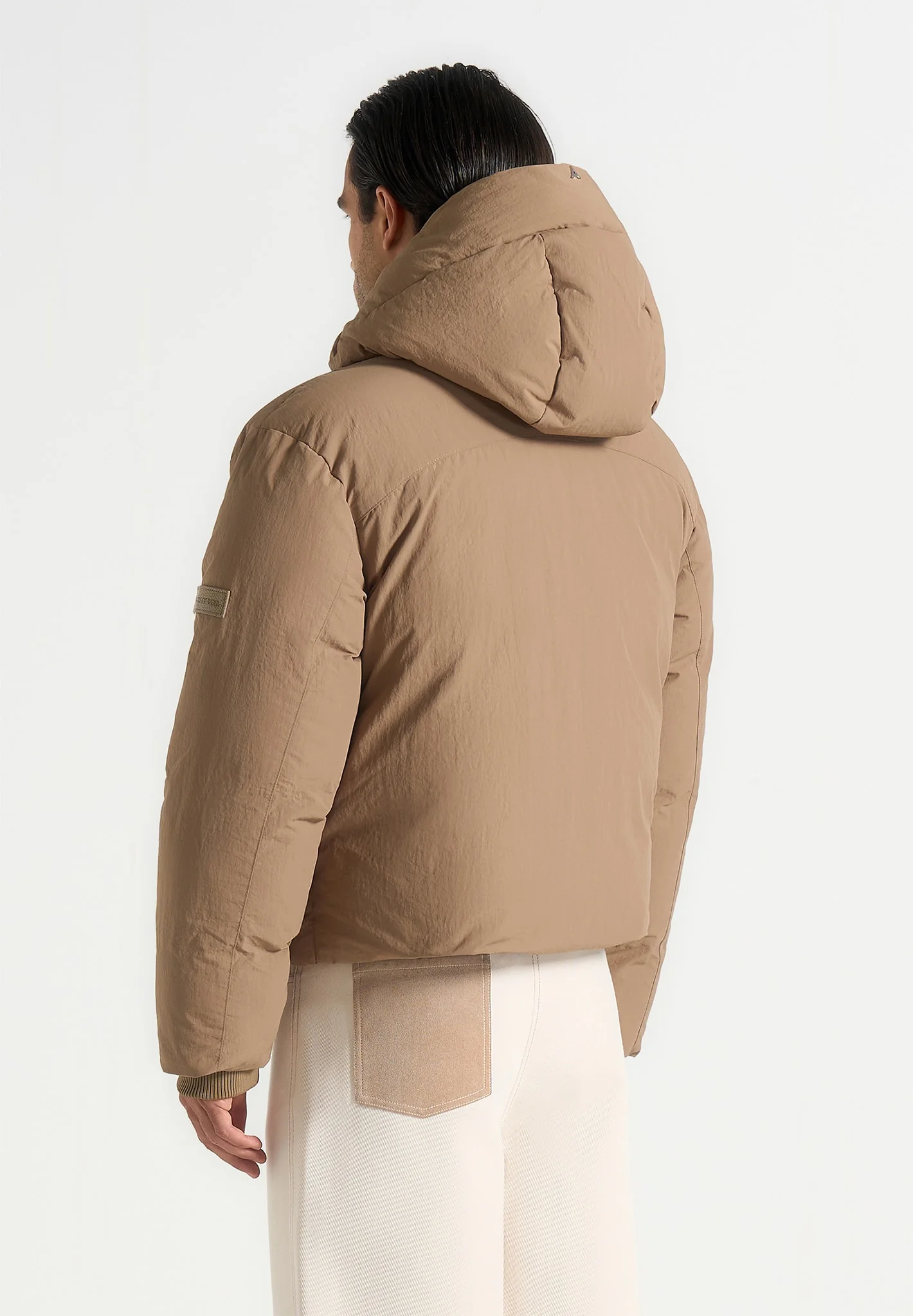 Casey - Unisex Minimal Raglan Puffer Jacket - Taupe - Image 6