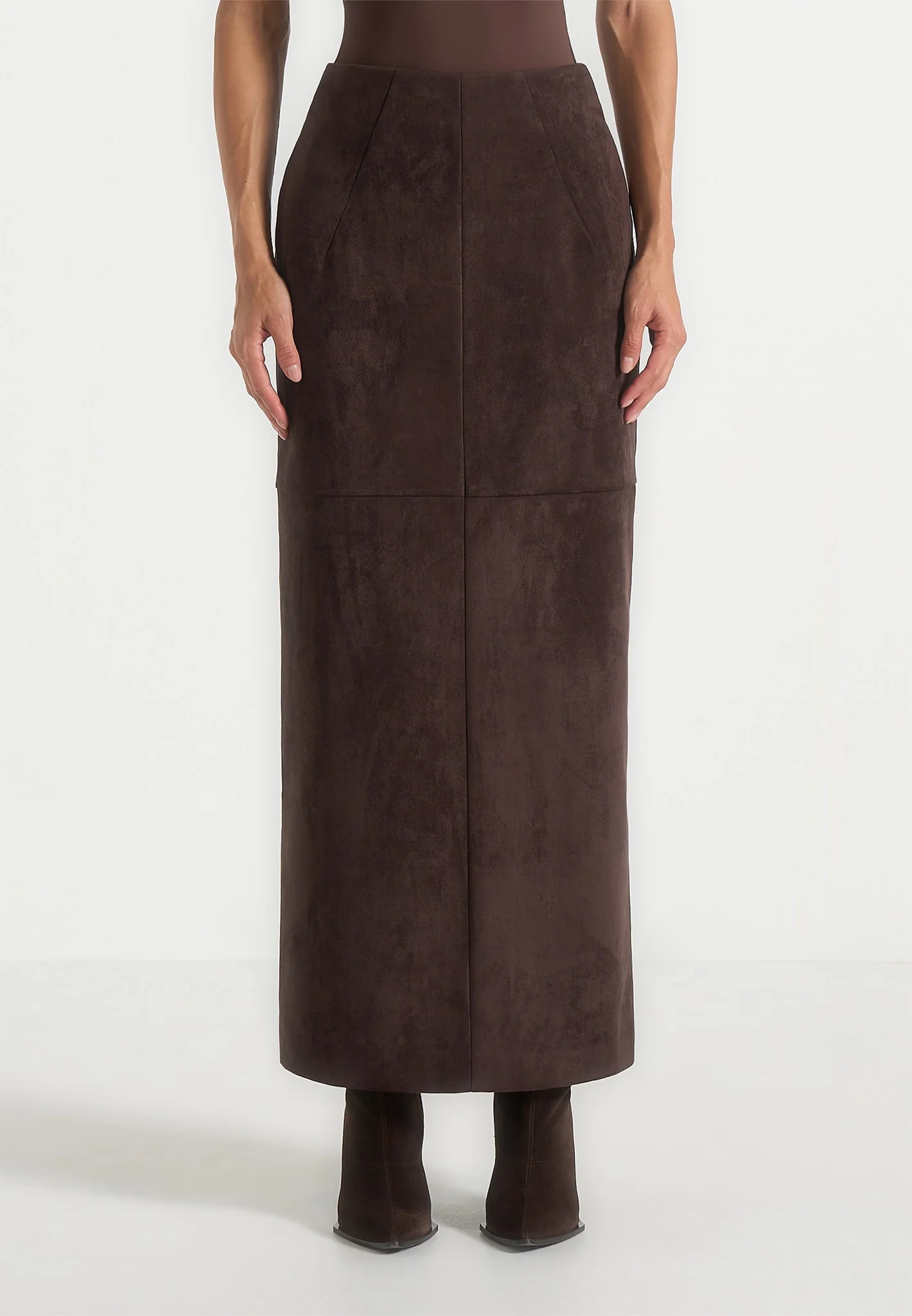 Celie - Suede Maxi Skirt - Brown - Image 2