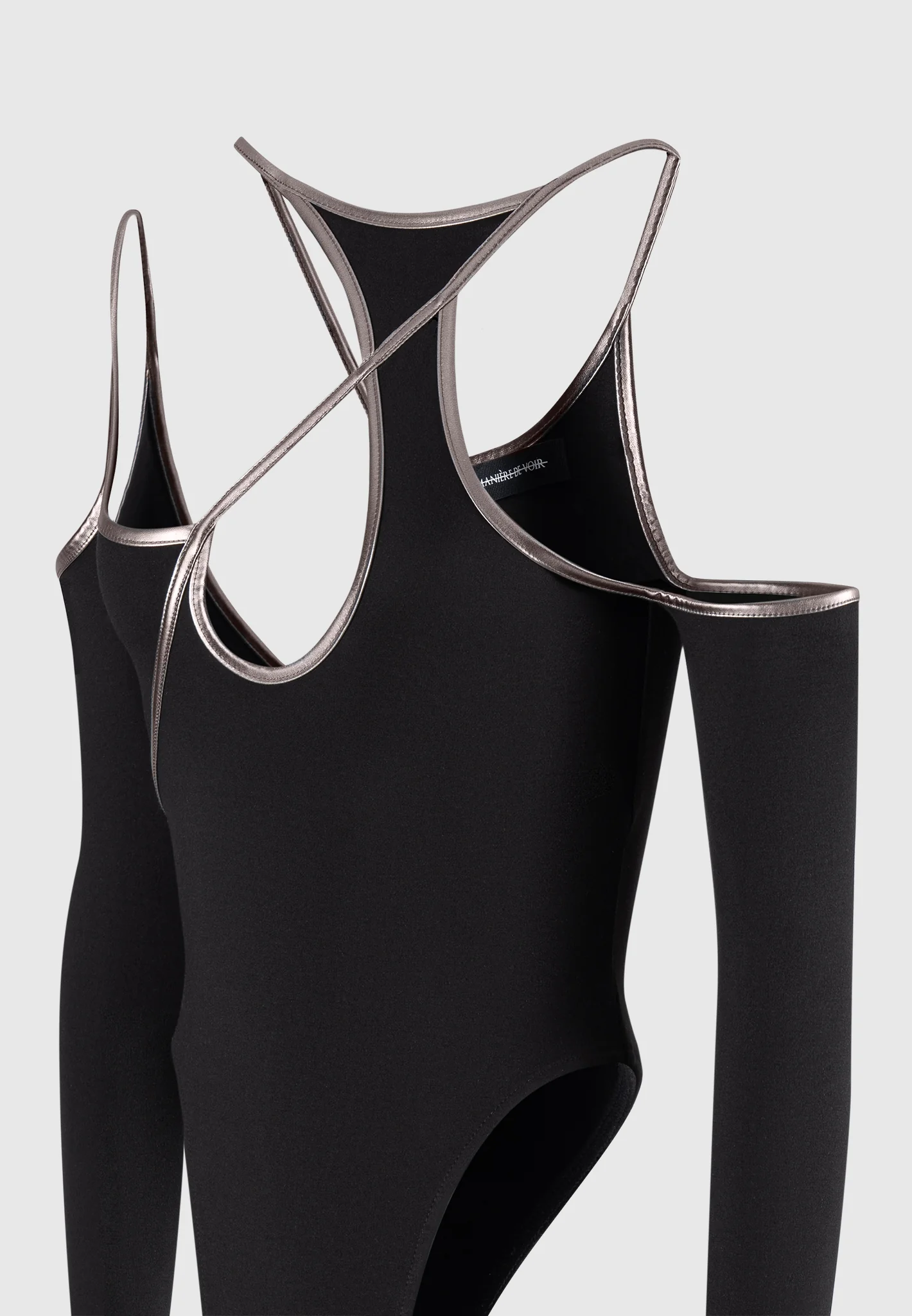 Chrome Piped Contour Bodysuit - Black - Image 6