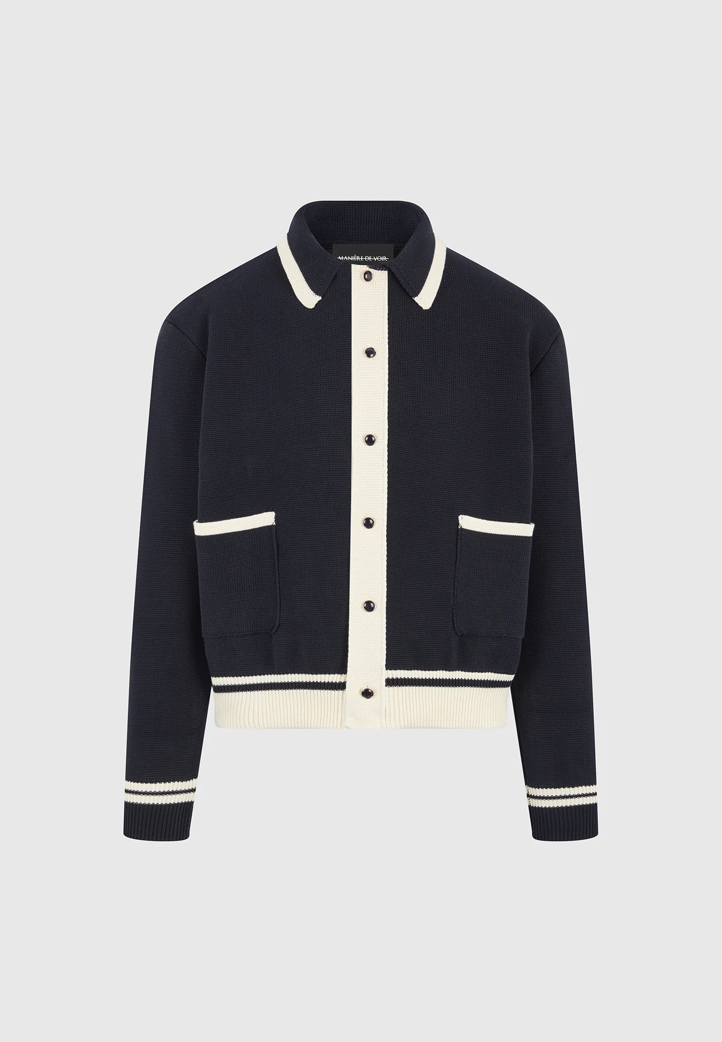 Julien - Classic Combed Cotton Knit Cardigan - Navy - Image 4