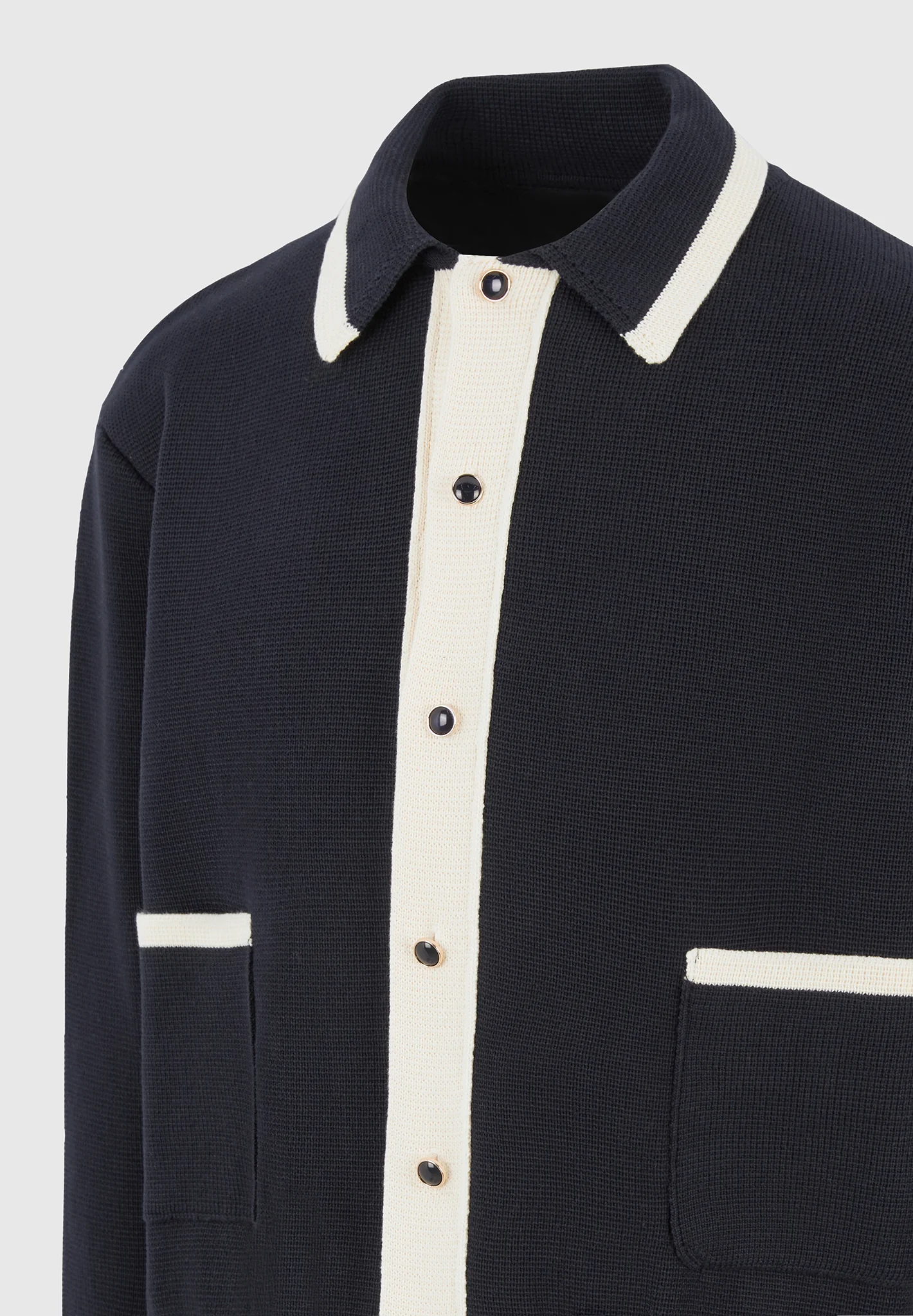Julien - Classic Combed Cotton Knit Cardigan - Navy - Image 5