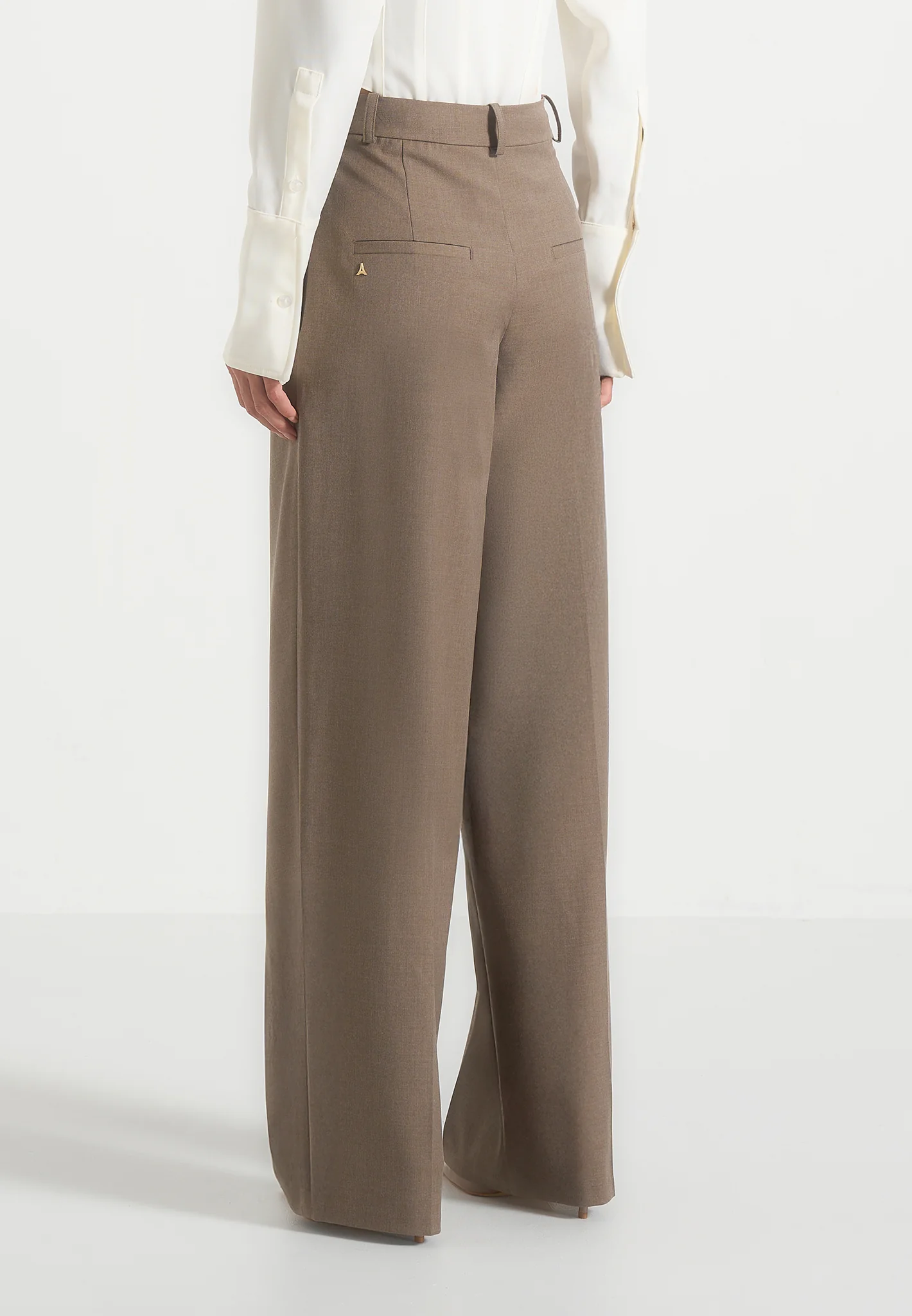 Colette - Tailored Wrap Pleat Trousers - Taupe - Image 5