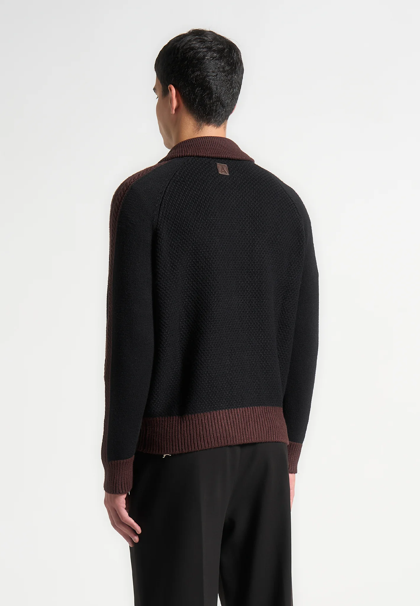René - Colour Block Zip Through Cardigan - Black - Image 5