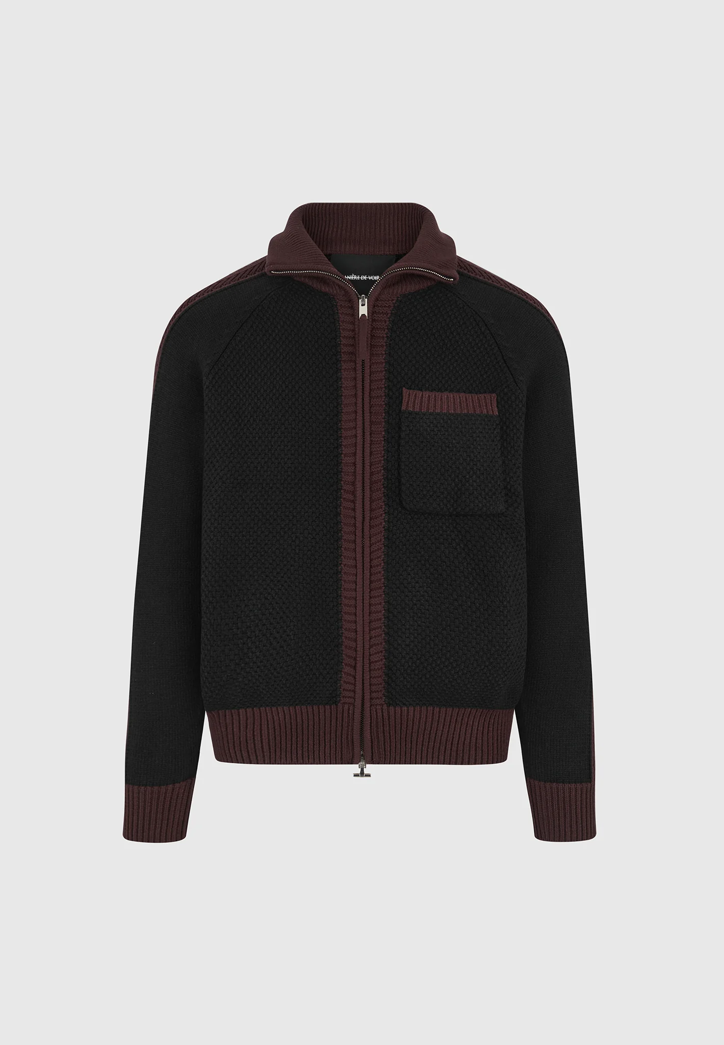René - Colour Block Zip Through Cardigan - Black - Image 7