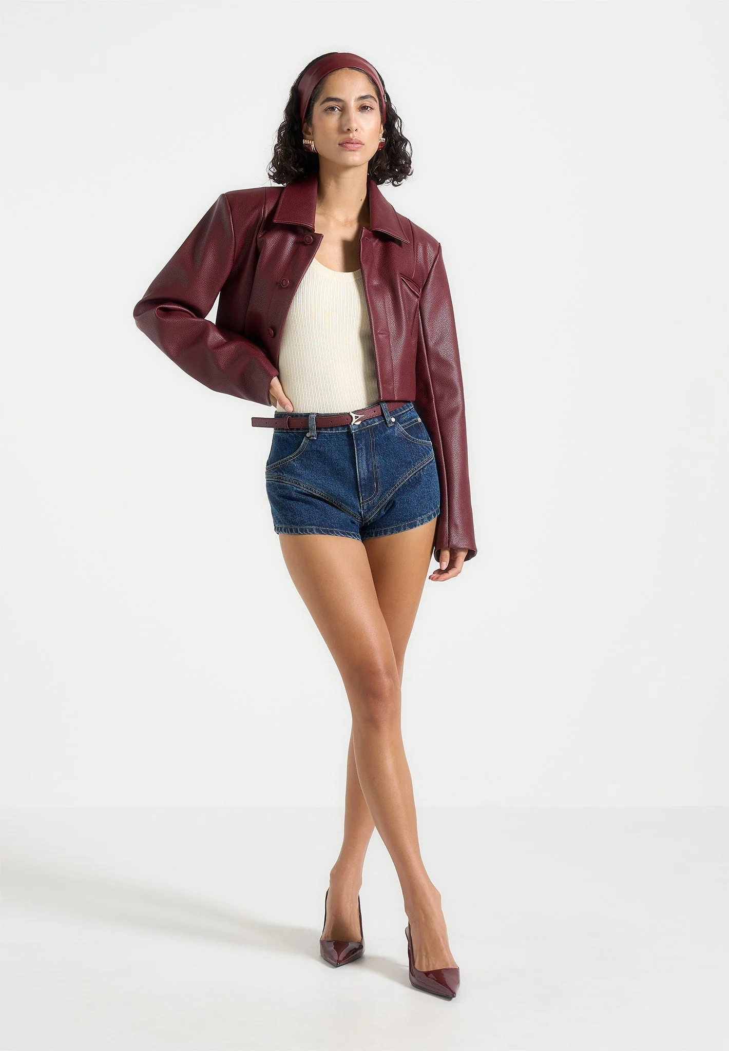 Lore - Contour Denim Mini Shorts - Indigo - Image 2