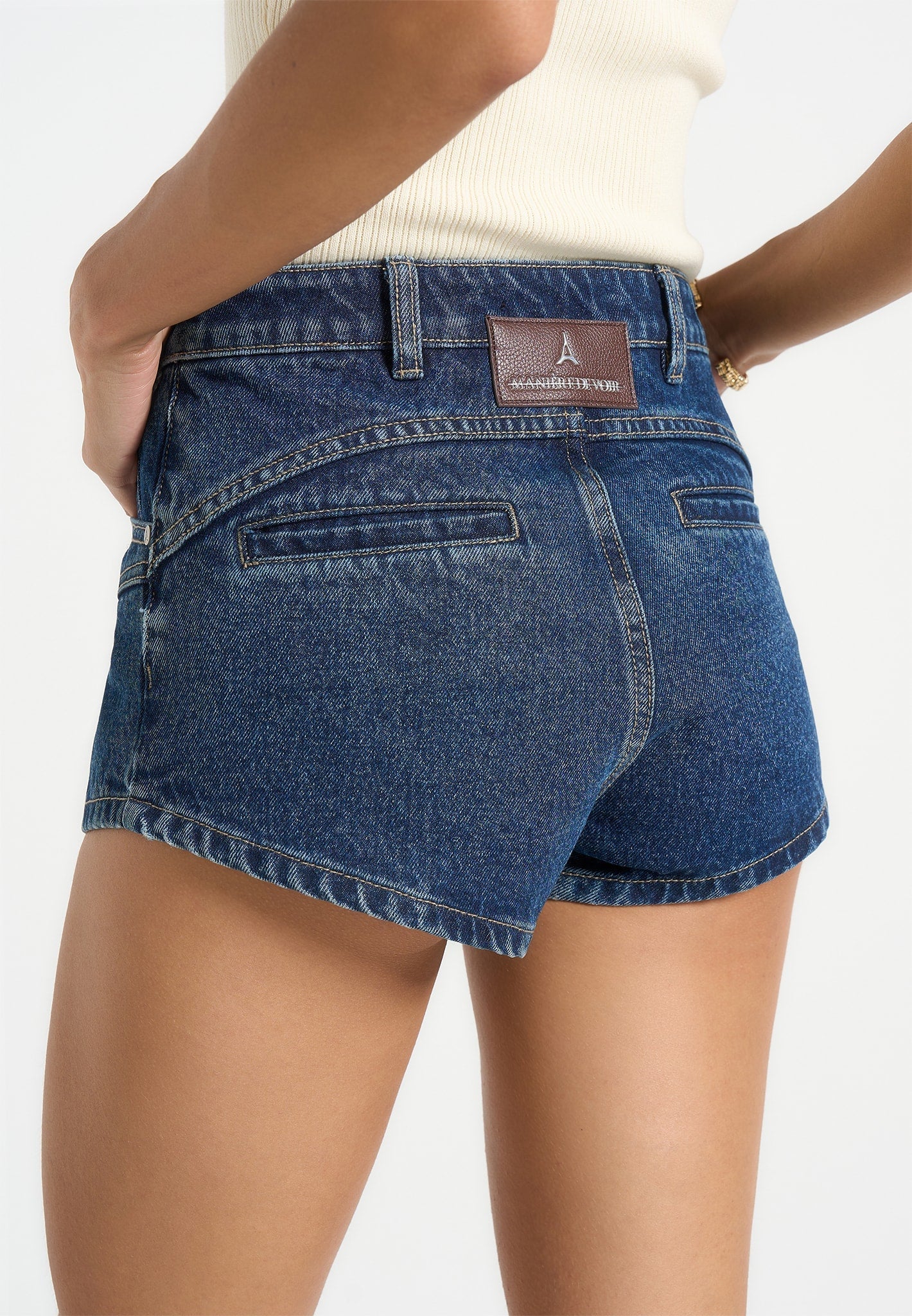 Lore - Contour Denim Mini Shorts - Indigo - Image 3