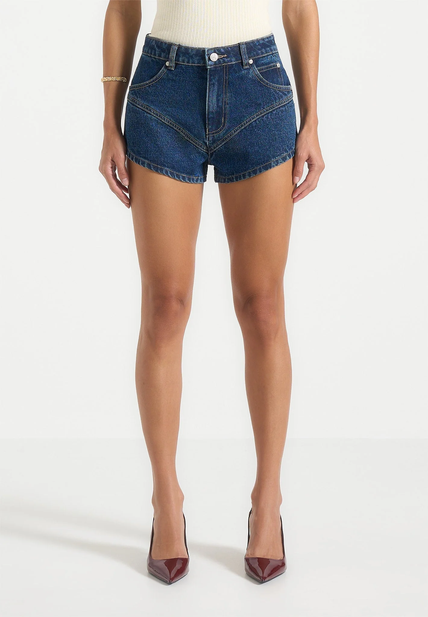 Lore - Contour Denim Mini Shorts - Indigo - Image 4