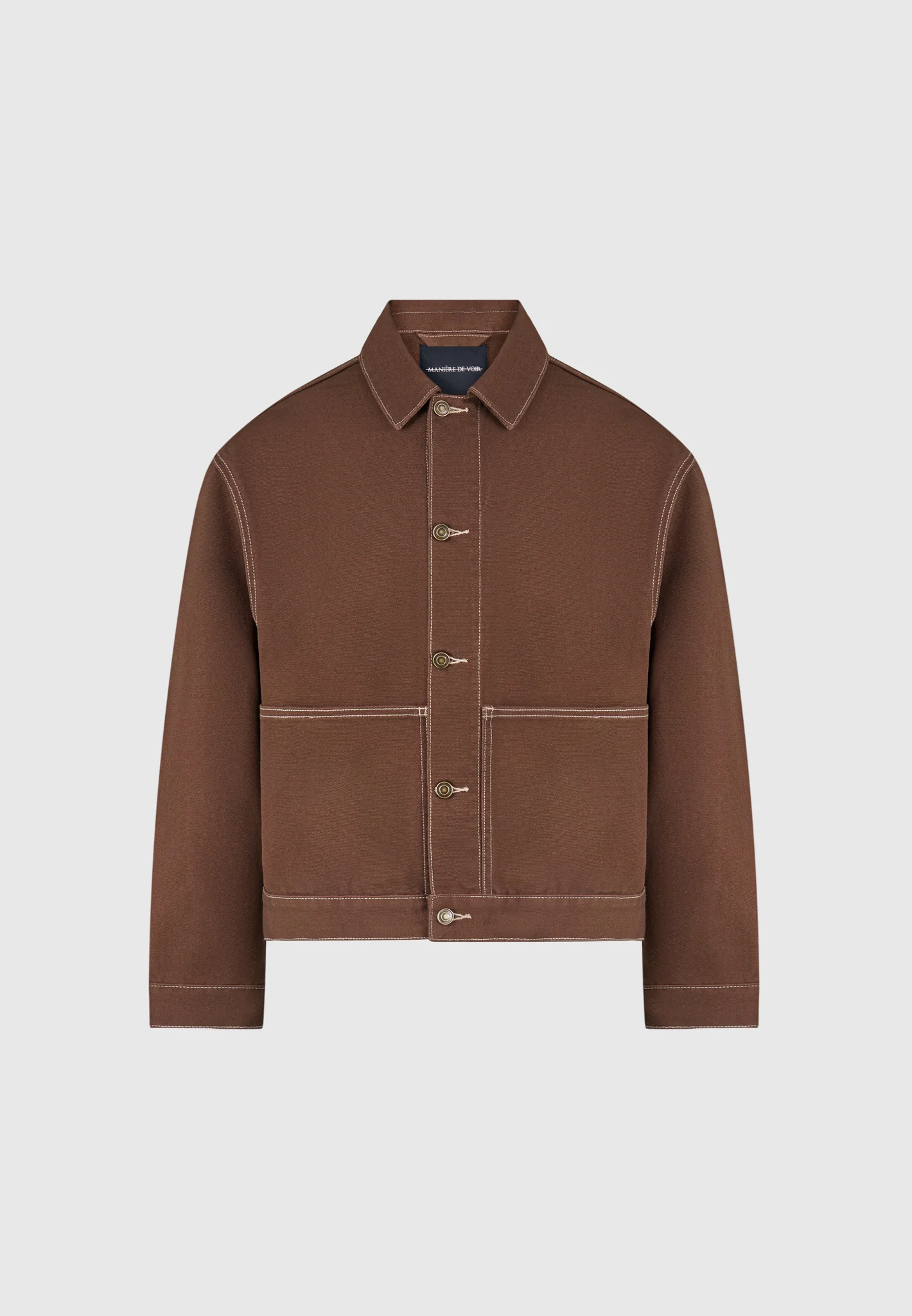 Contrast Stitch Carpenter Jacket - Brown - Image 4
